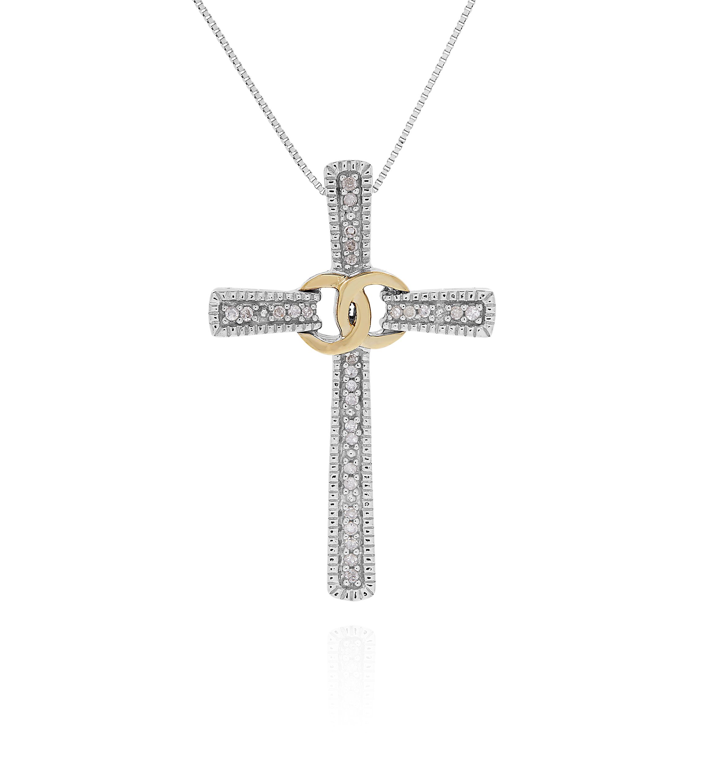 0.11 ct. t.w. Diamond Cross Pendant in Sterling Silver