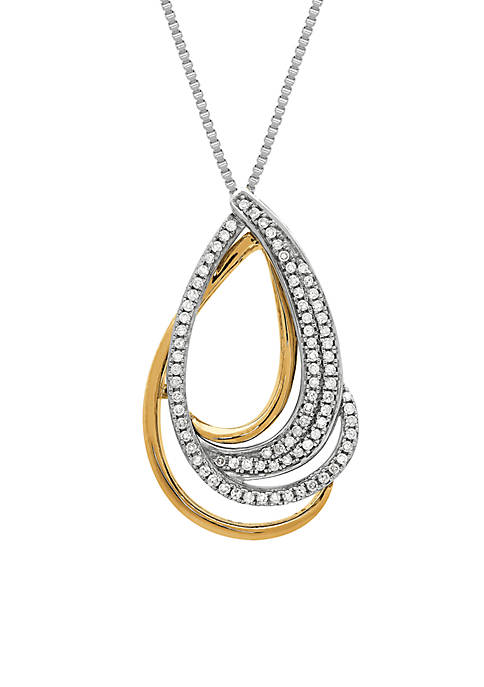 10k Sterling Silver Diamond Pendant Necklace 