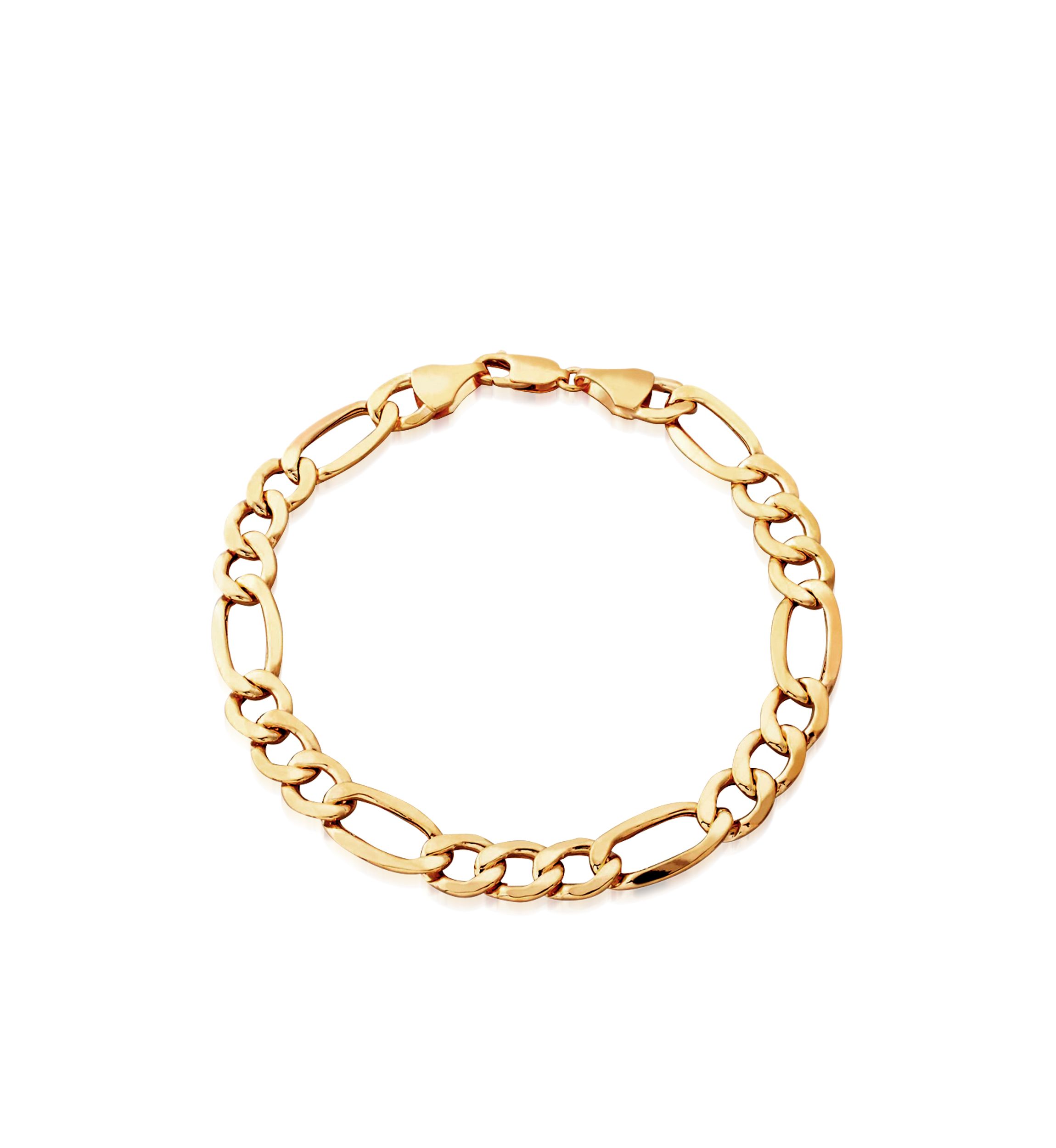 Mens Figaro Bracelet in 10K Yellow Gold
