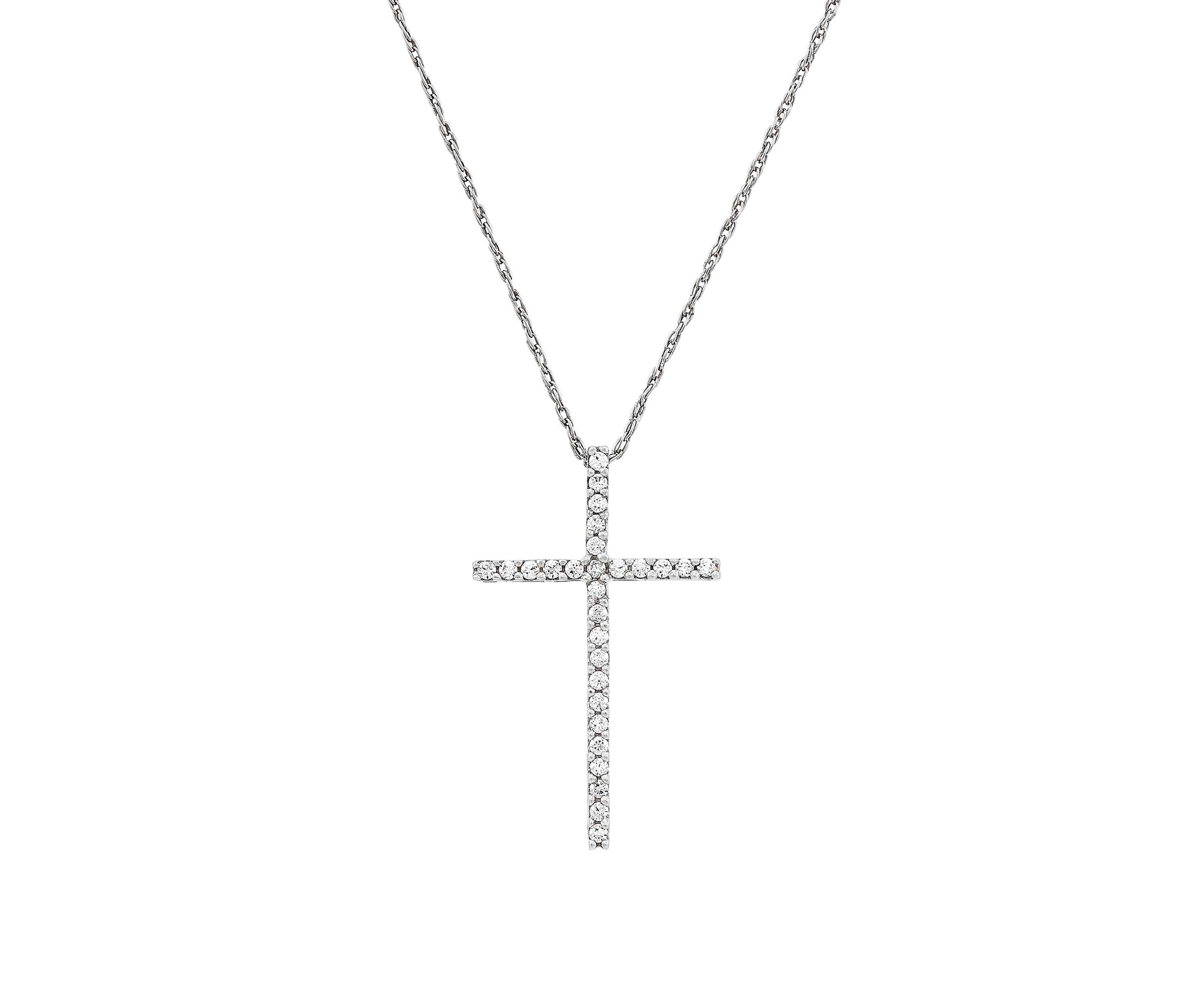 1/4 ct. t.w. Diamond Cross Pendant Necklace in Sterling Silver