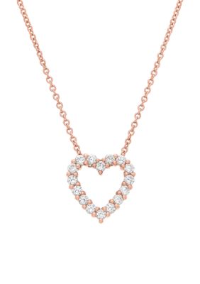 Belk & Co 1/2 Ct. T.w. Created White Sapphire Pendant Necklace In 10K Rose Gold
