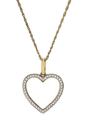 Belk & Co 1/6 Ct. T.w. Diamond Heart Pendant Necklace In 10K Yellow Gold