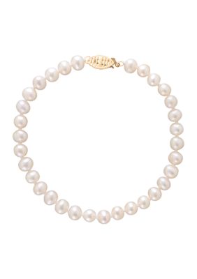 Belk & Co 14K Yellow Gold and Freshwater Pearl Statement Bracelet, 7.5
