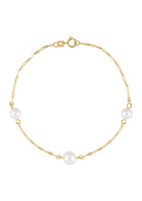 Belk & Co Fresh Water Pearl 14k Yellow Gold Bracelet