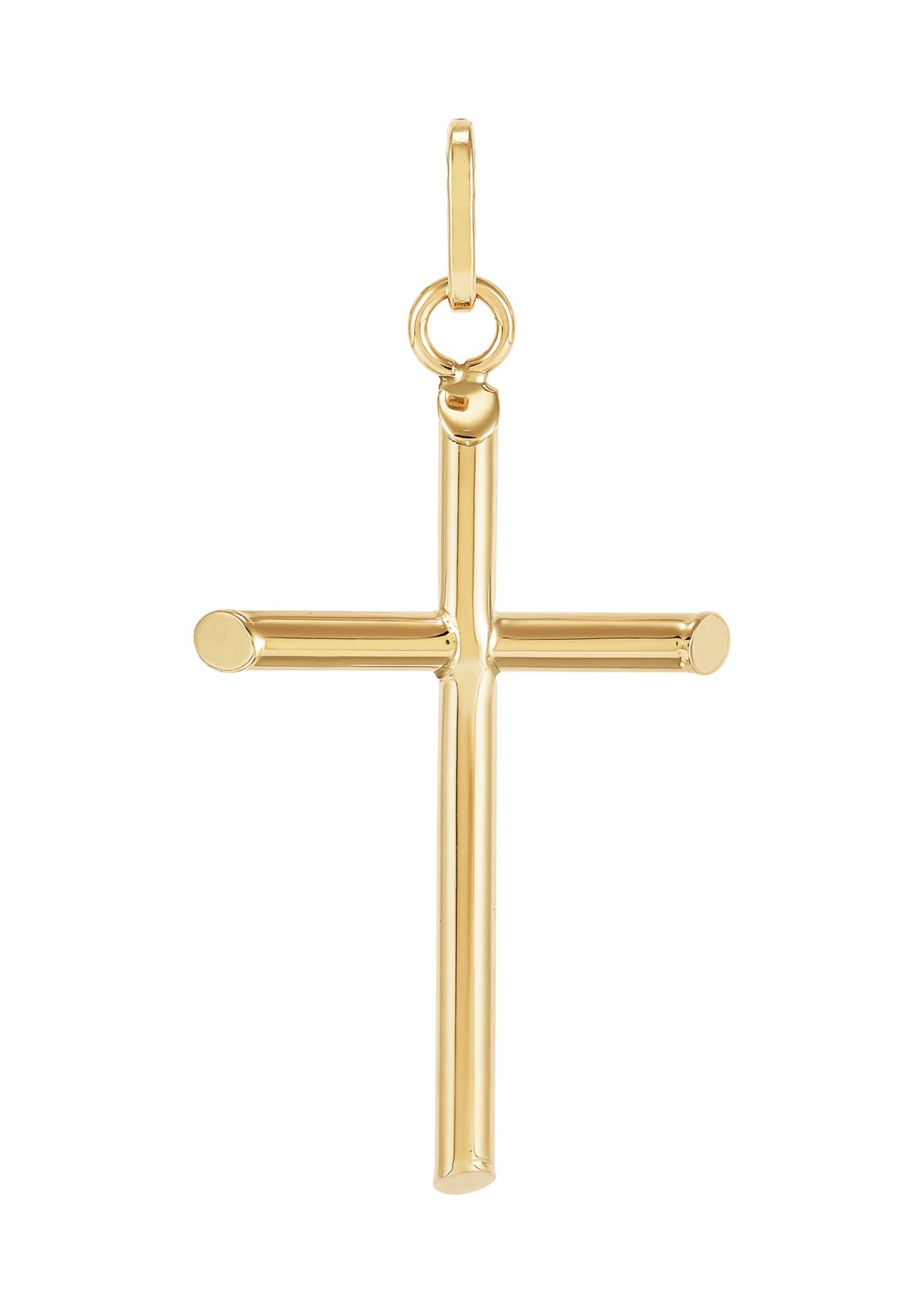 Tube Cross Pendant in 14K Yellow Gold