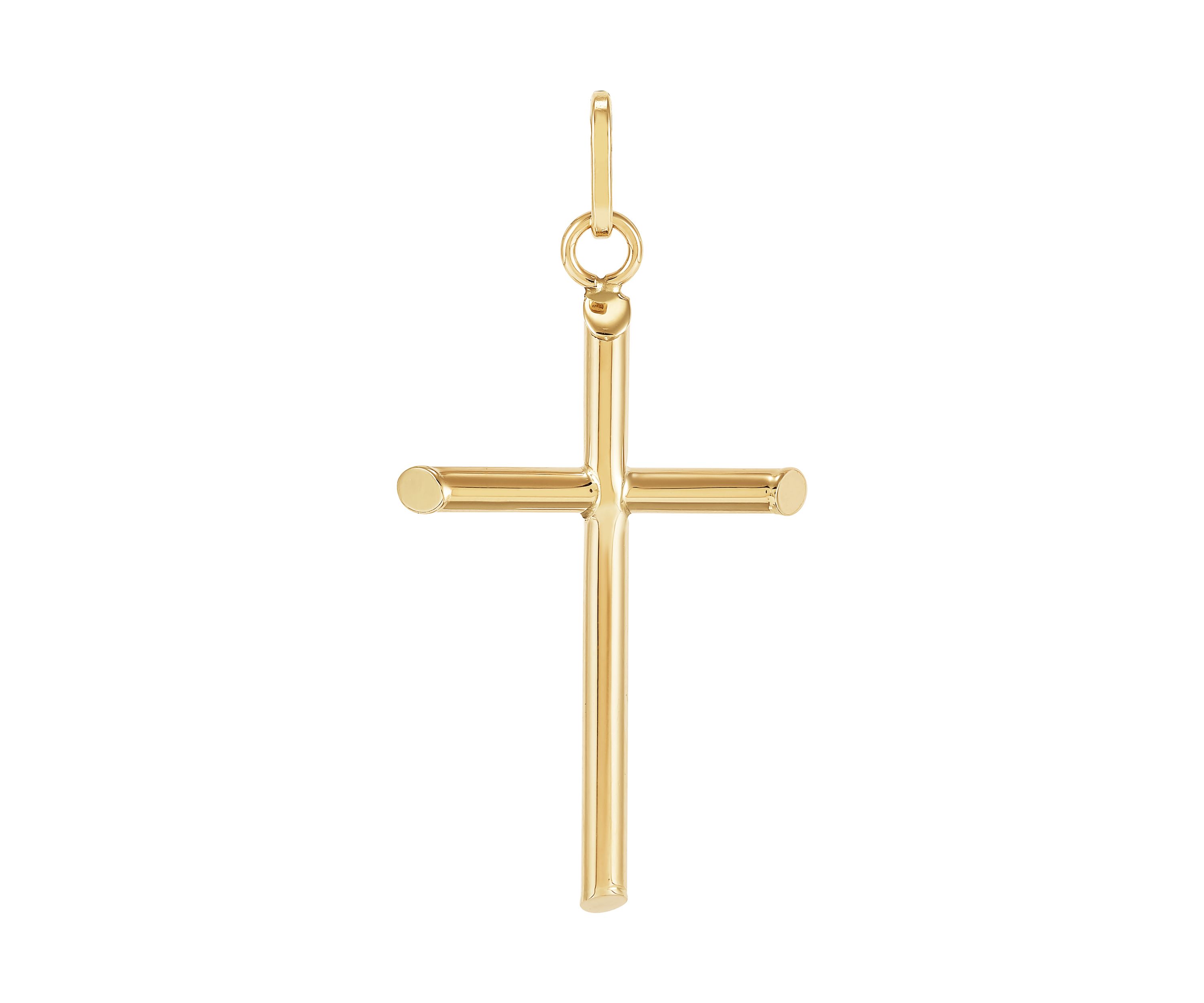 Tube Cross Pendant in 14K Yellow Gold