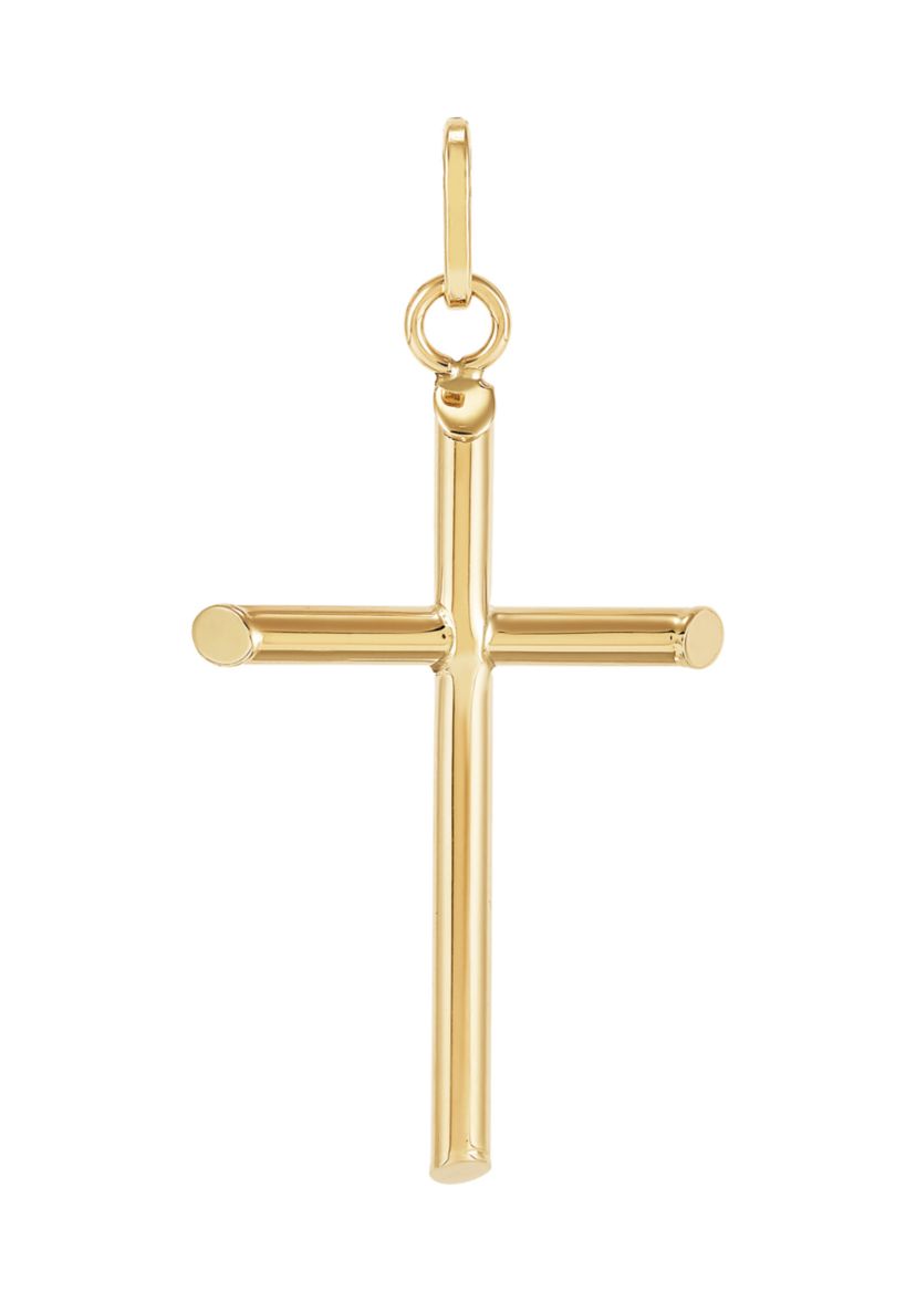 Tube Cross Pendant in 14K Yellow Gold