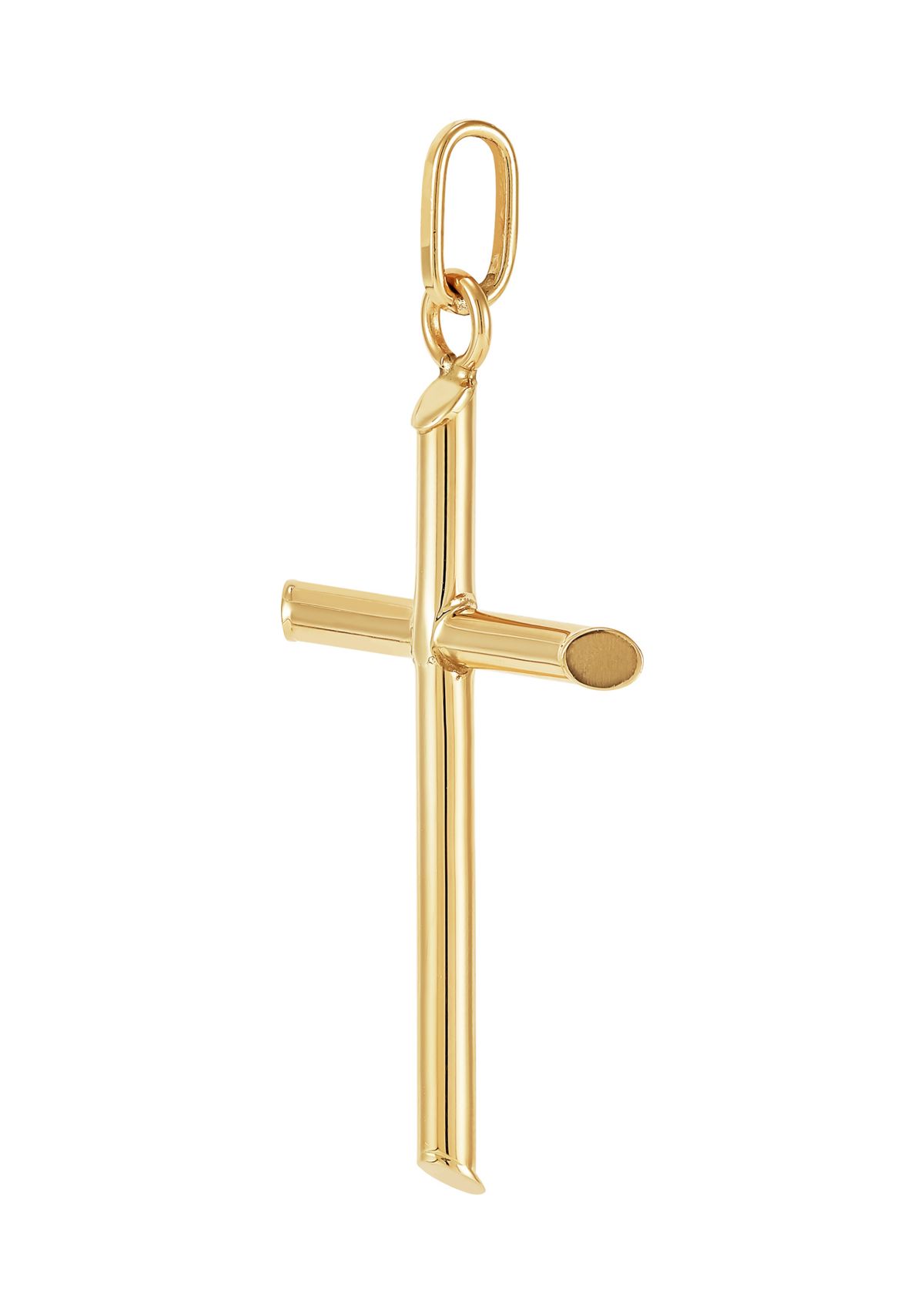 Tube Cross Pendant in 14K Yellow Gold
