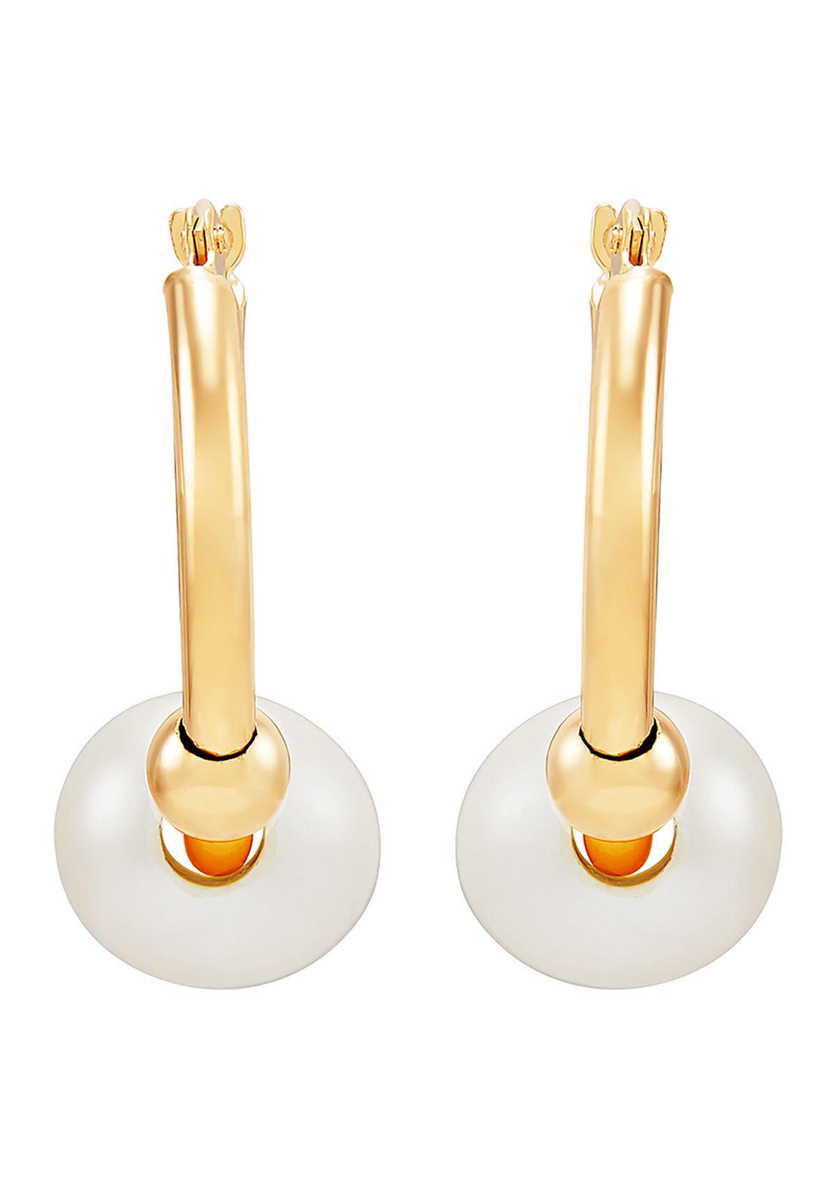 Freshwater Pearl Hoop Earrings in 10K Yellow Gold