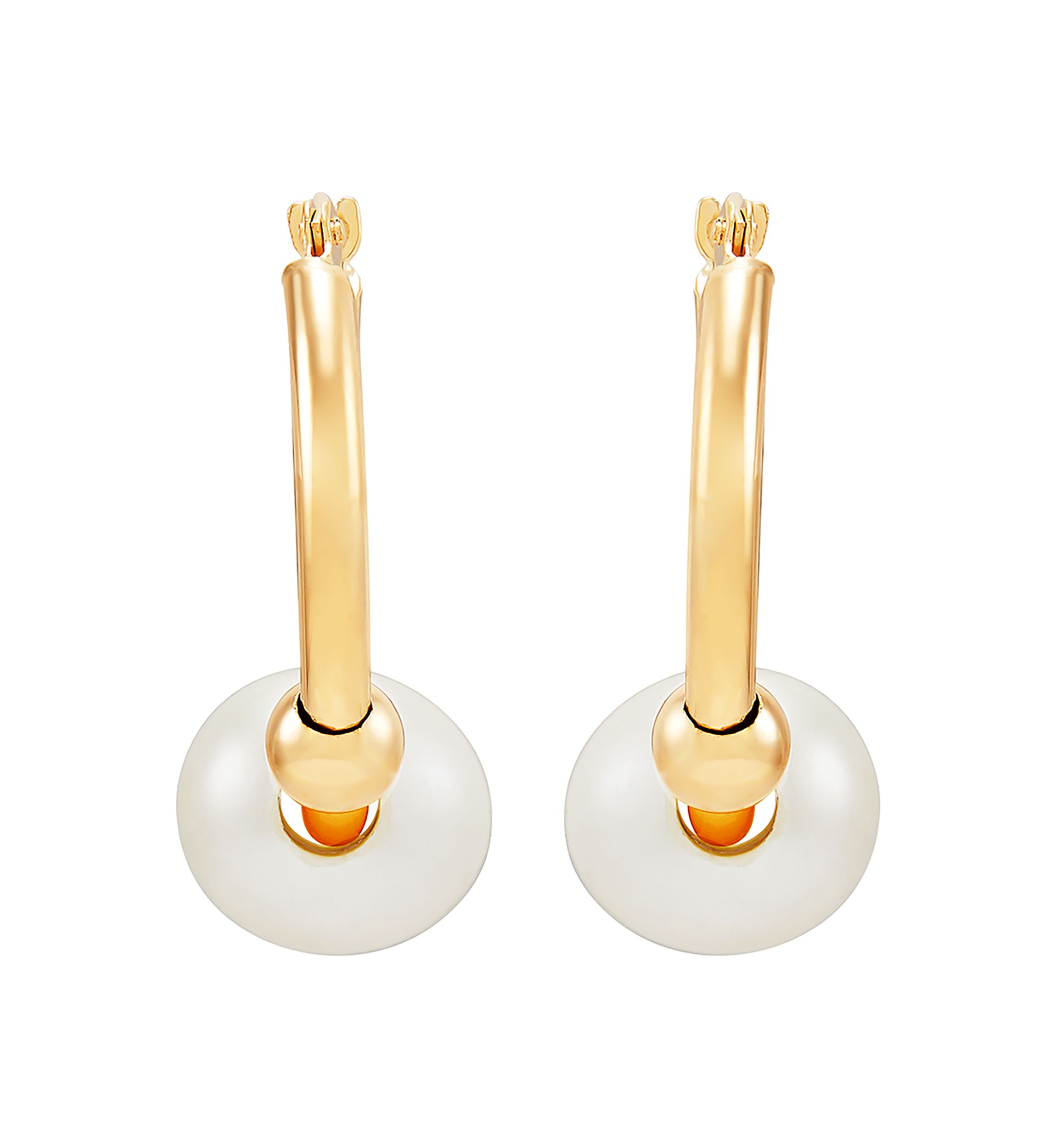 Freshwater Pearl Hoop Earrings in 10K Yellow Gold