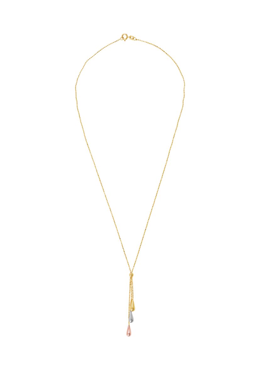 Teardrop Tassel Necklace in 14K Tri Tone Gold