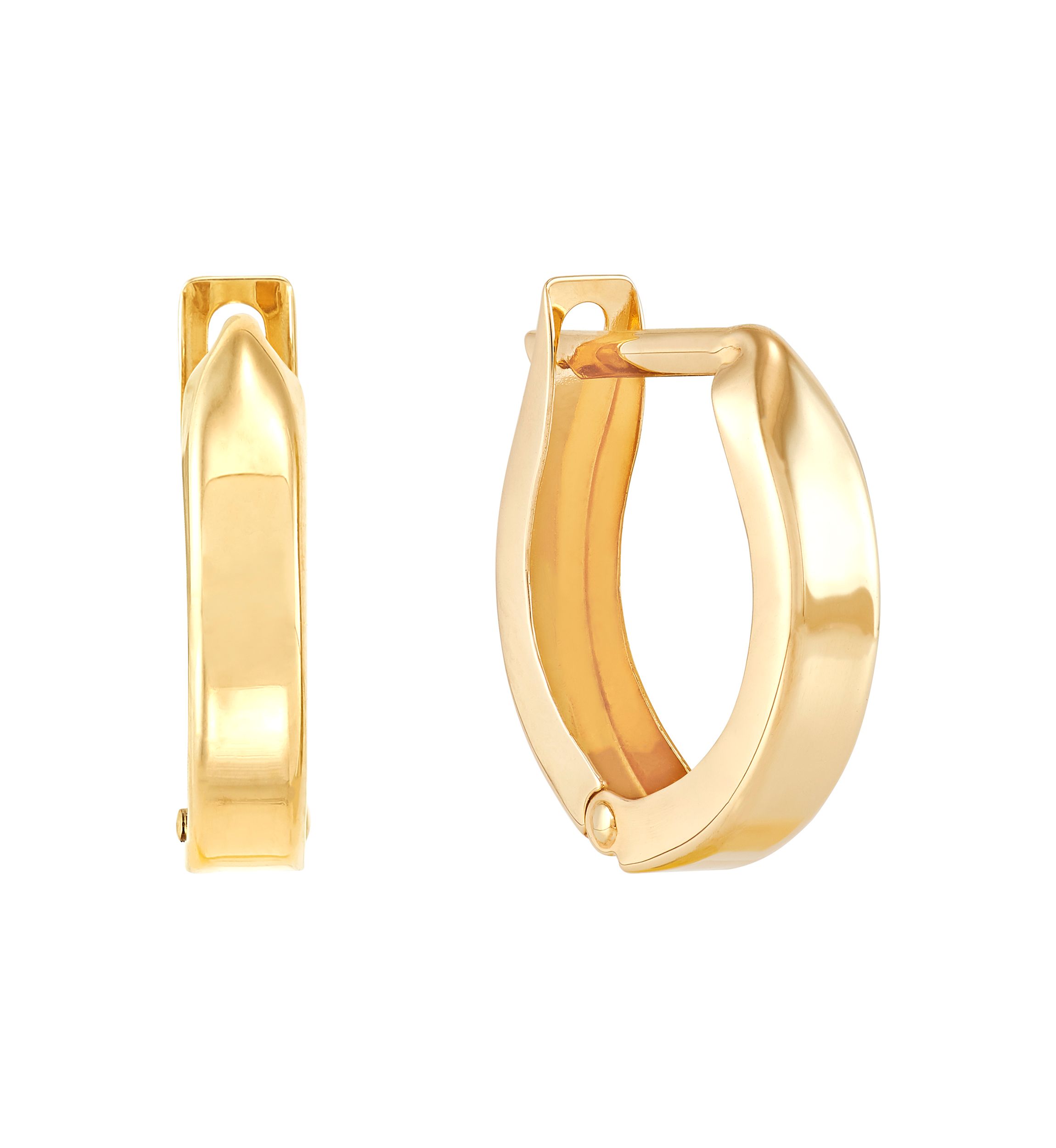 Hinged Oval Hoop Earrings in 14K Yellow Gold