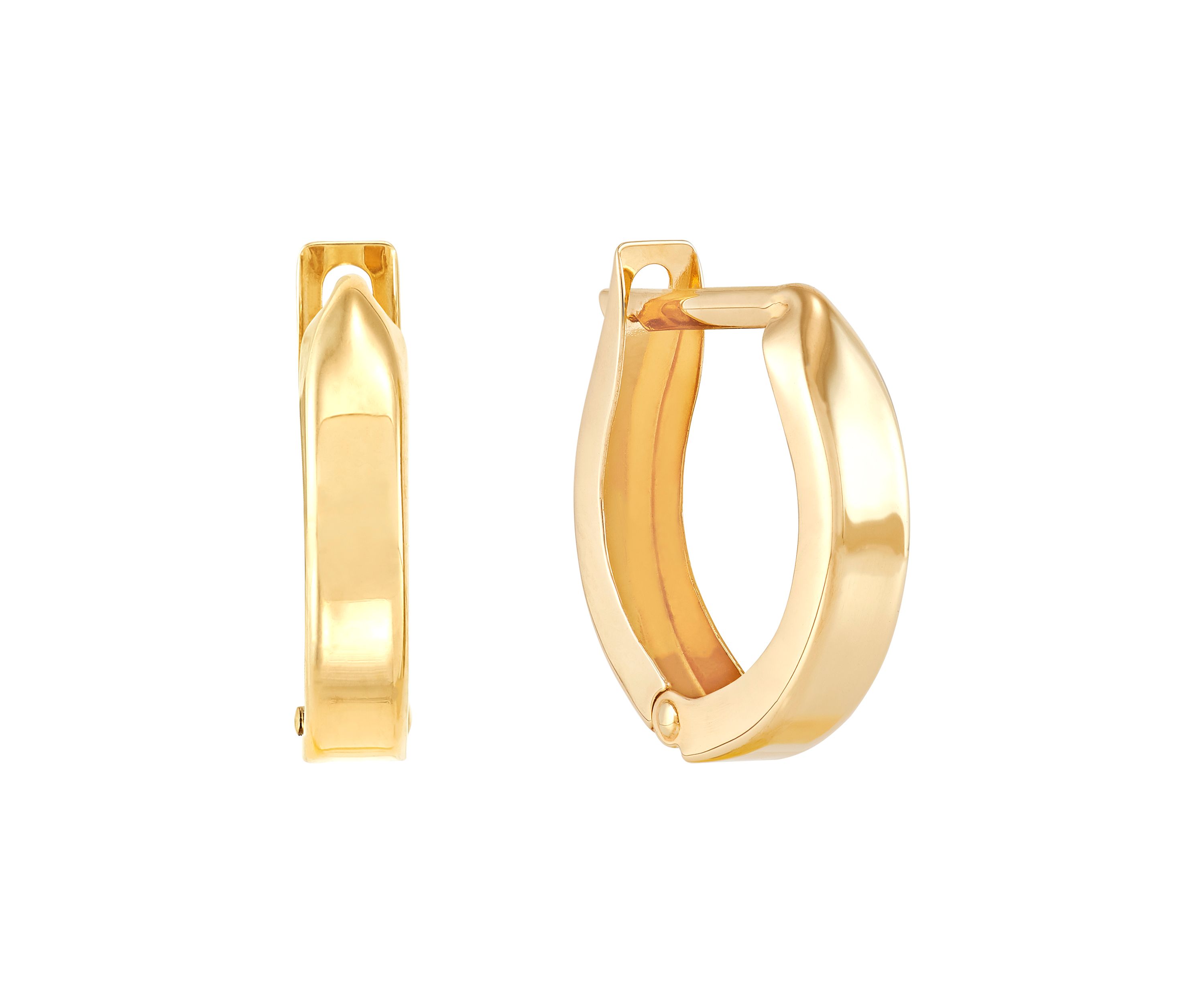 Hinged Oval Hoop Earrings in 14K Yellow Gold