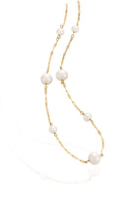 Belk & Co Pearl Pendant in 14K Yellow Gold, 18 in