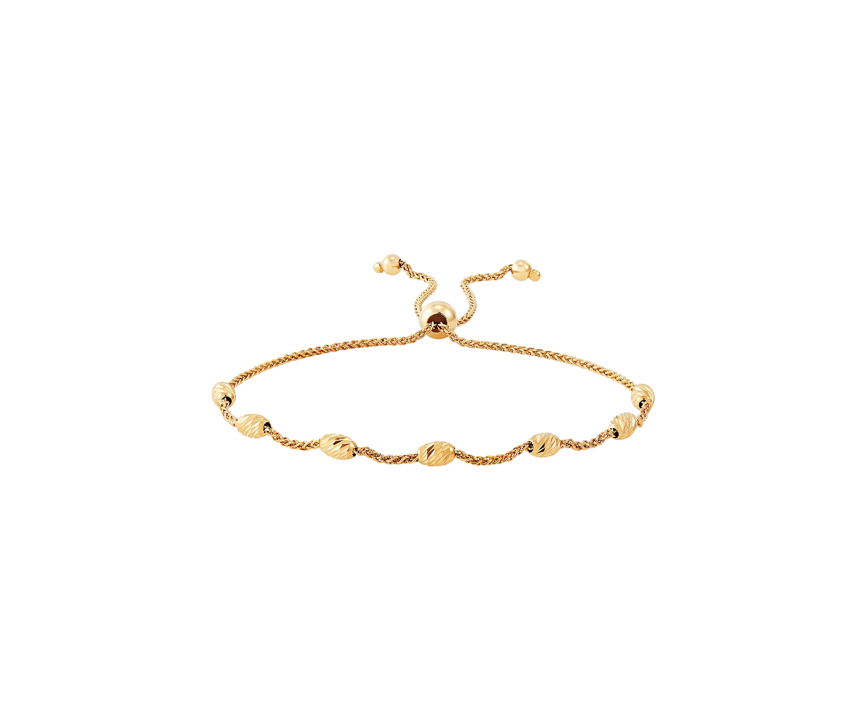 Bolo Oval Bead Station Bracelet in 14K Tri Tone Gold