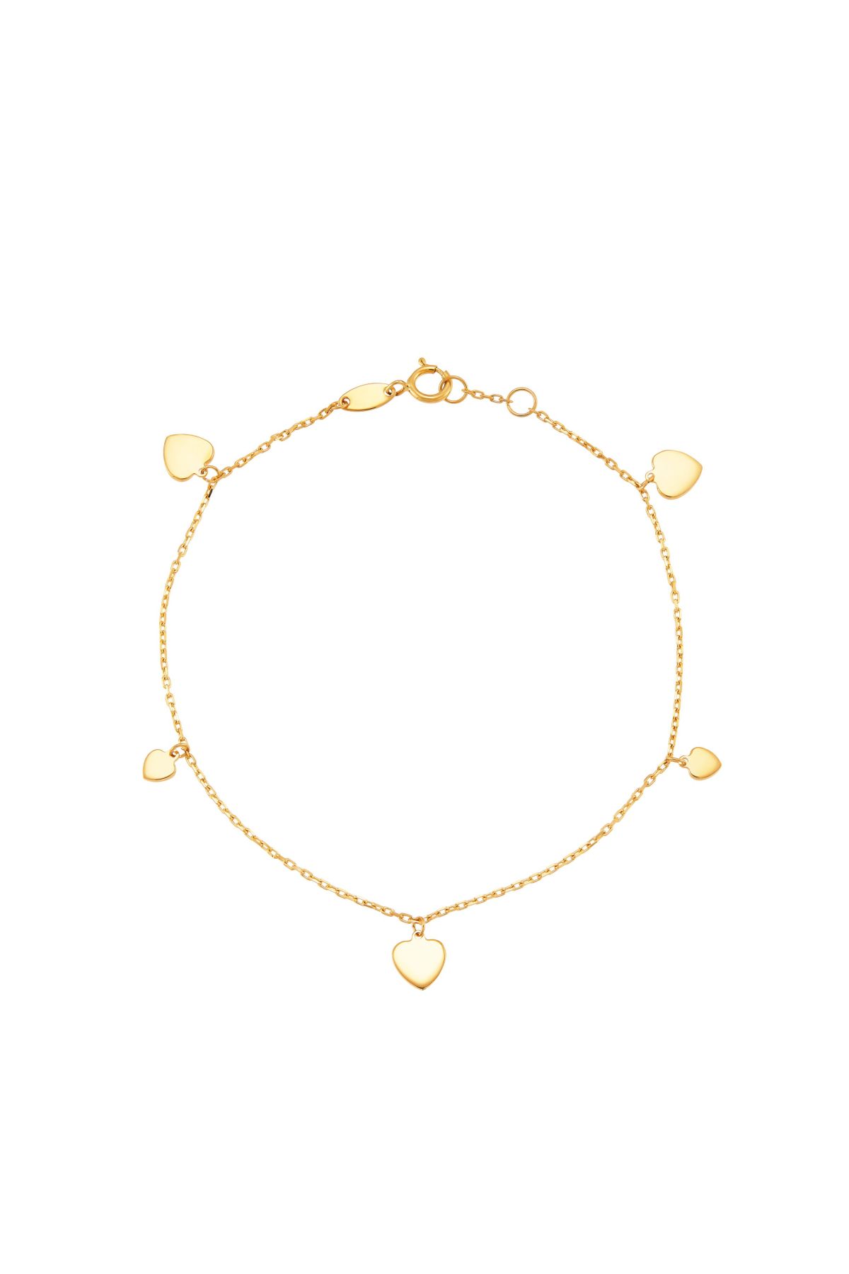 14K Yellow Gold Dangle Heart Bracelet