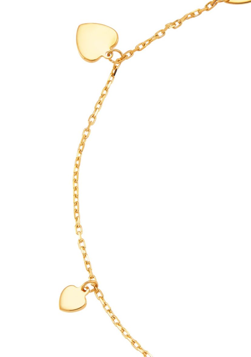 14K Yellow Gold Dangle Heart Bracelet