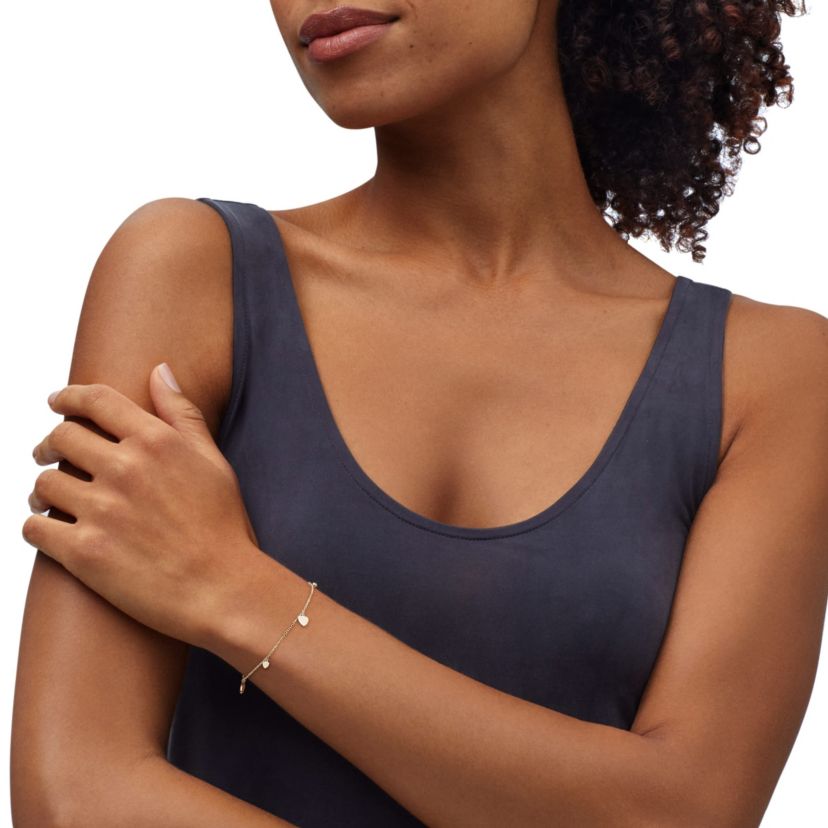 14K Yellow Gold Dangle Heart Bracelet