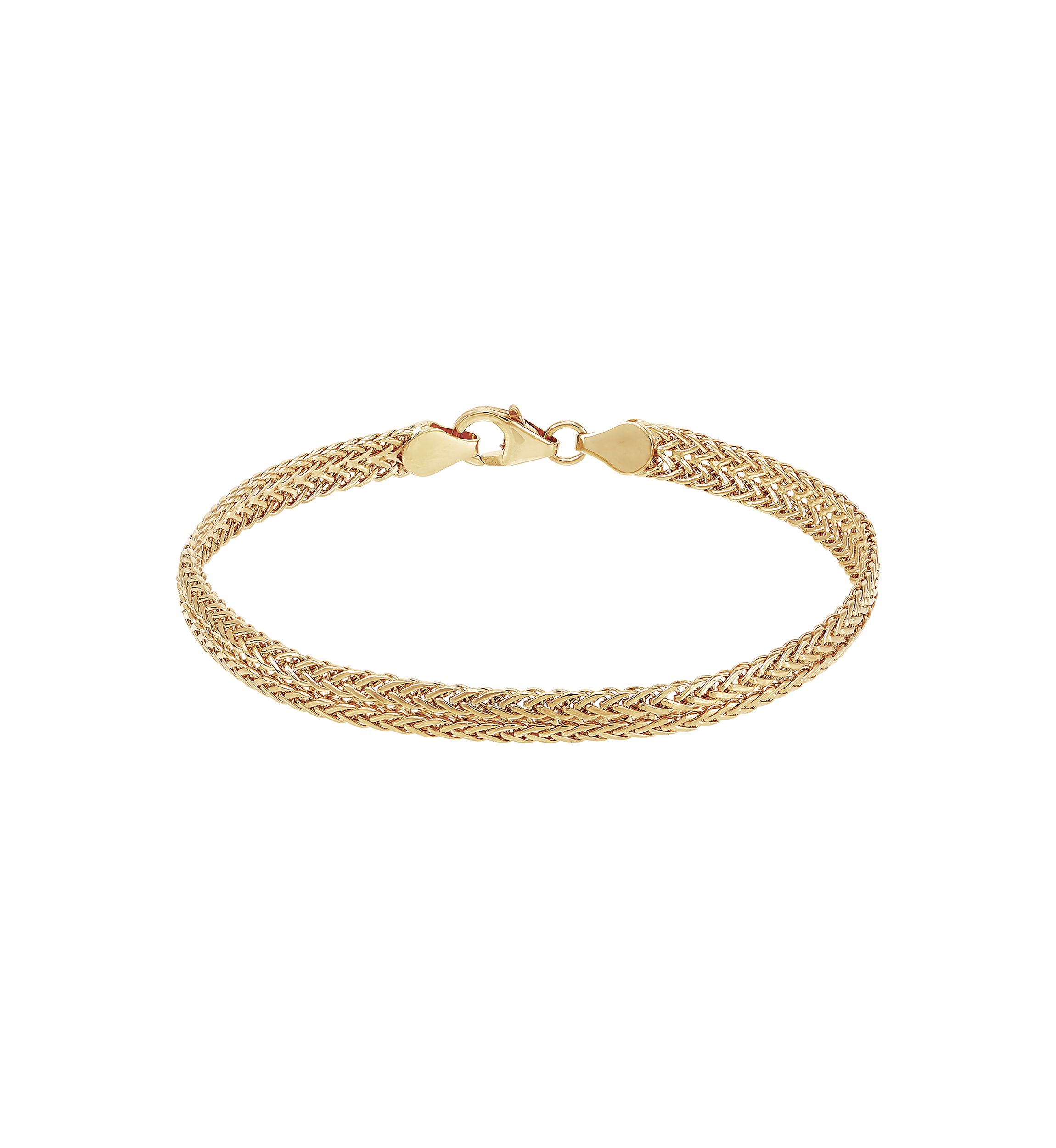 5.2 Millimeter Hollow Double Row Bracelet in 14K Yellow Gold