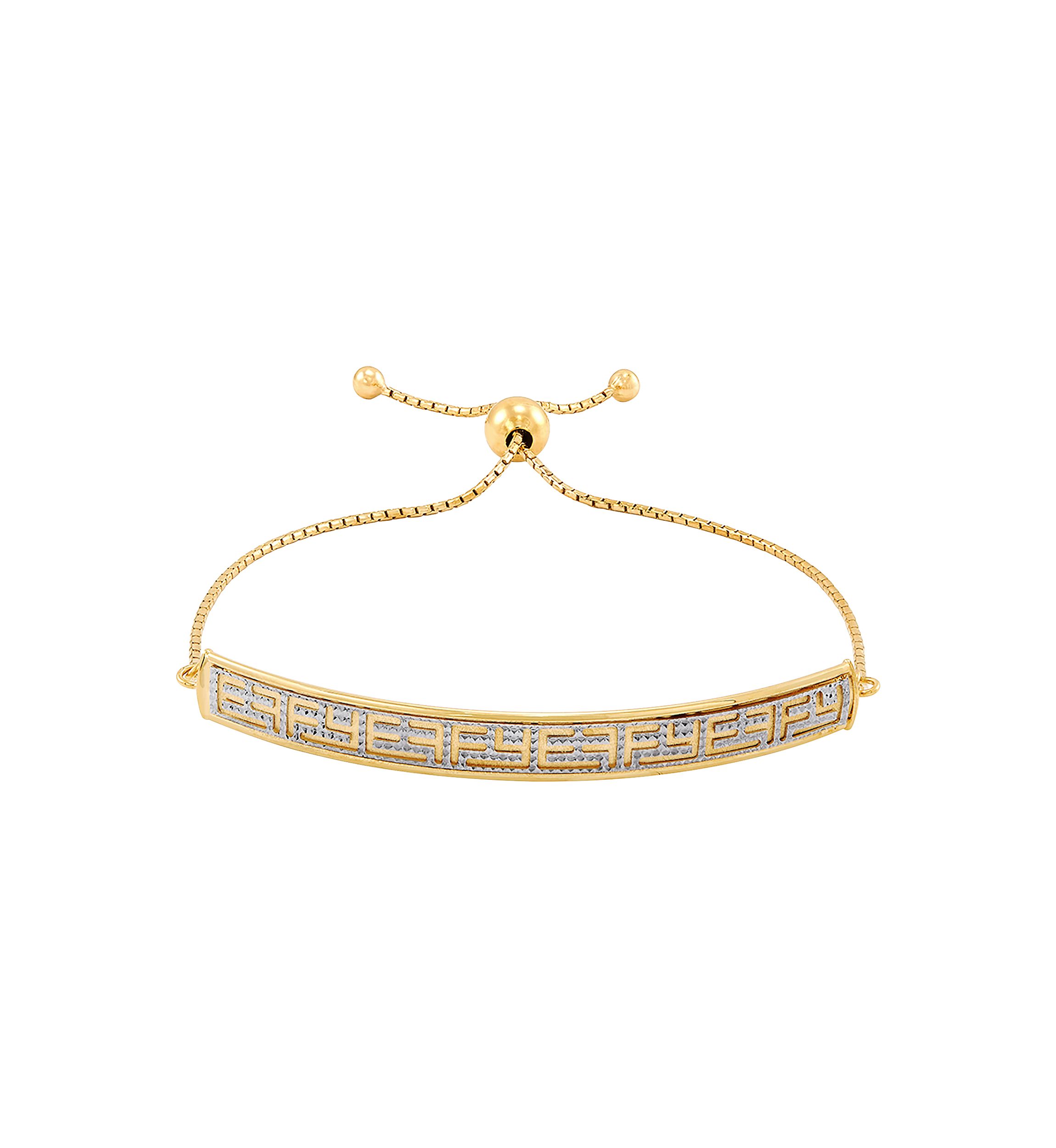 Hollow Logo Design Curved Bar Bracelet in 14K Yellow Gold