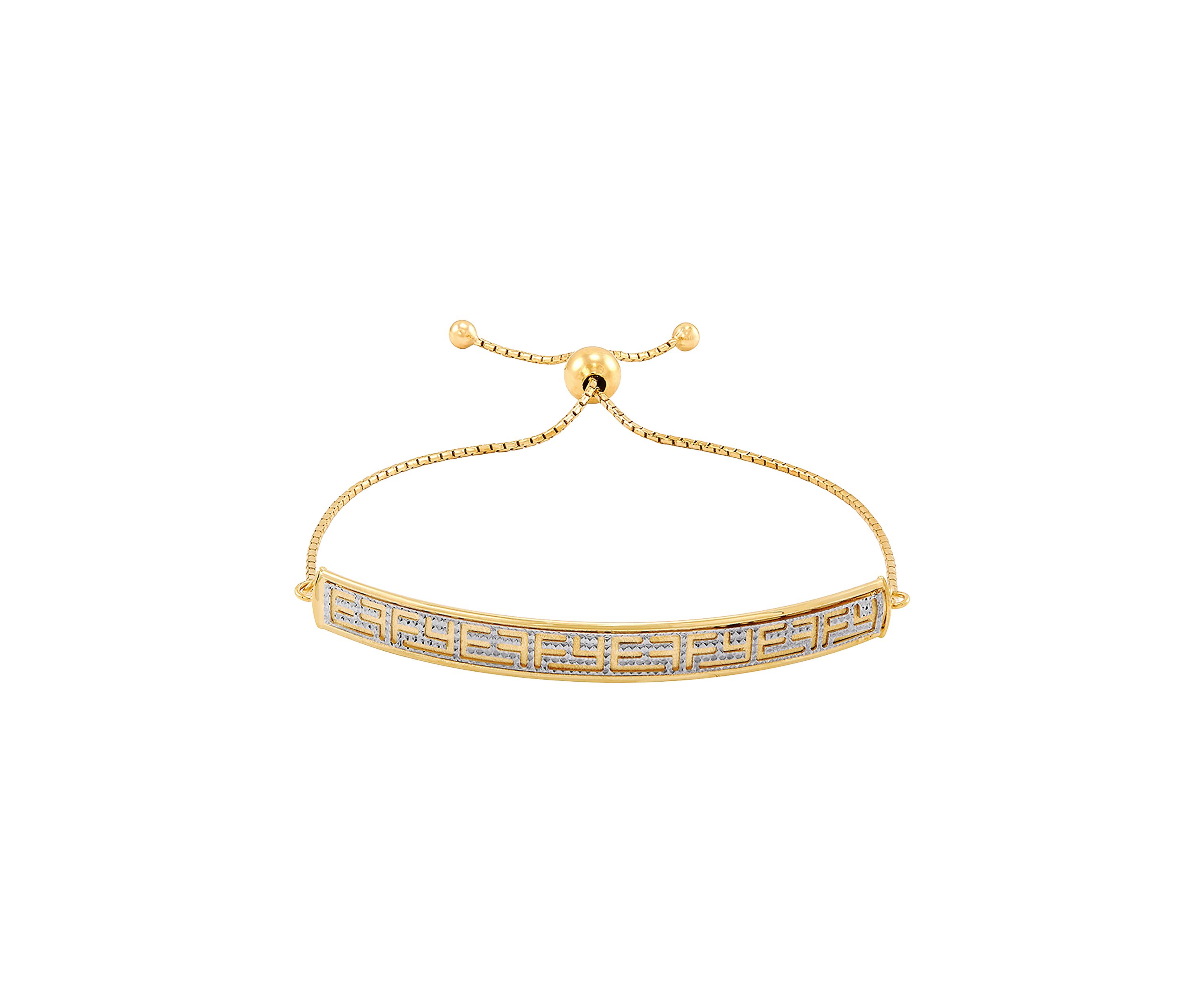 Hollow Logo Design Curved Bar Bracelet in 14K Yellow Gold