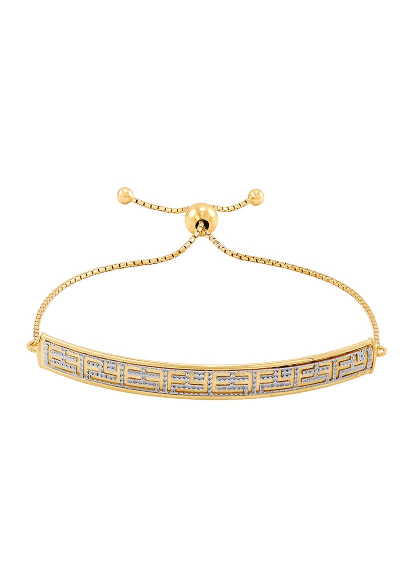 Hollow Logo Design Curved Bar Bracelet in 14K Yellow Gold