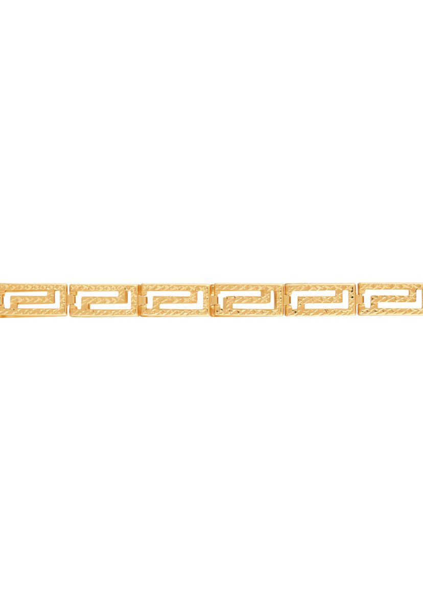 Hollow Greek Key Design Link Bracelet in 14K Yellow Gold