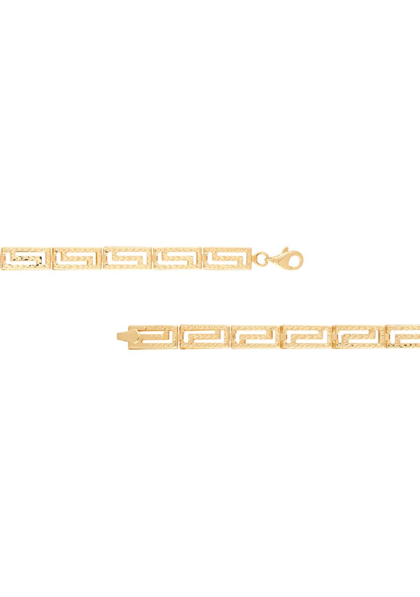 Hollow Greek Key Design Link Bracelet in 14K Yellow Gold