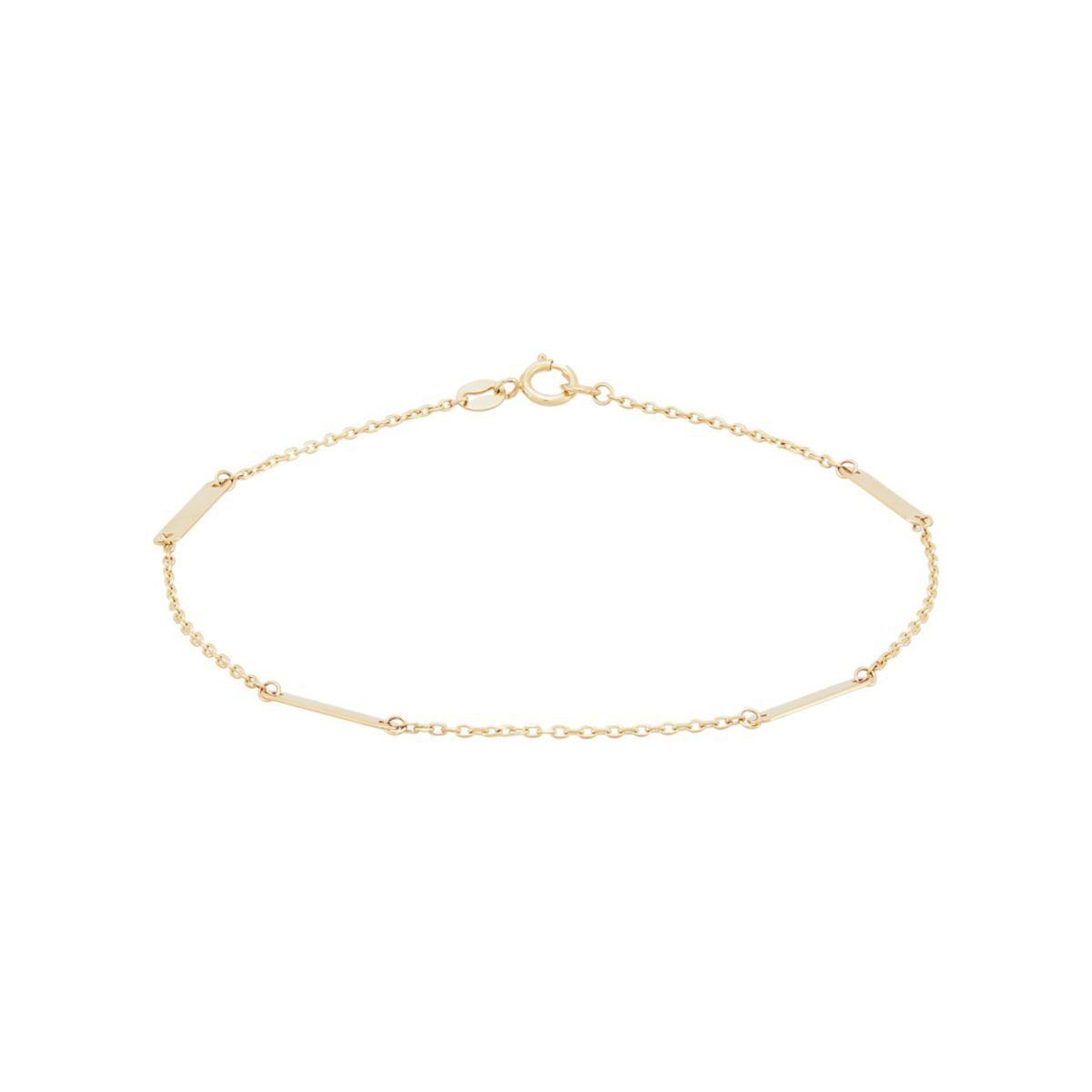 14K Yellow Gold Flat Oval Station Bracelet