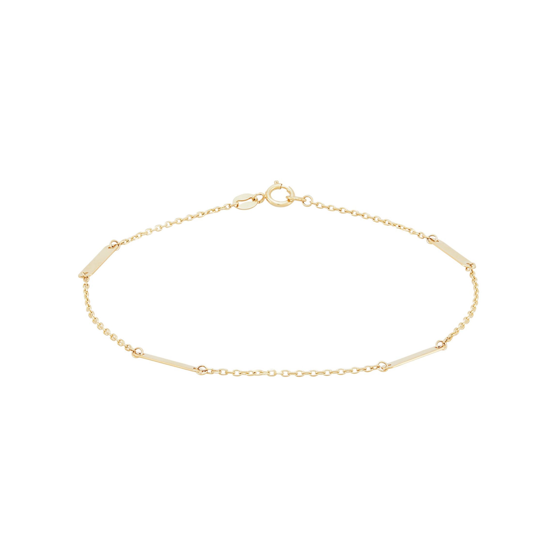 14K Yellow Gold Flat Oval Station Bracelet