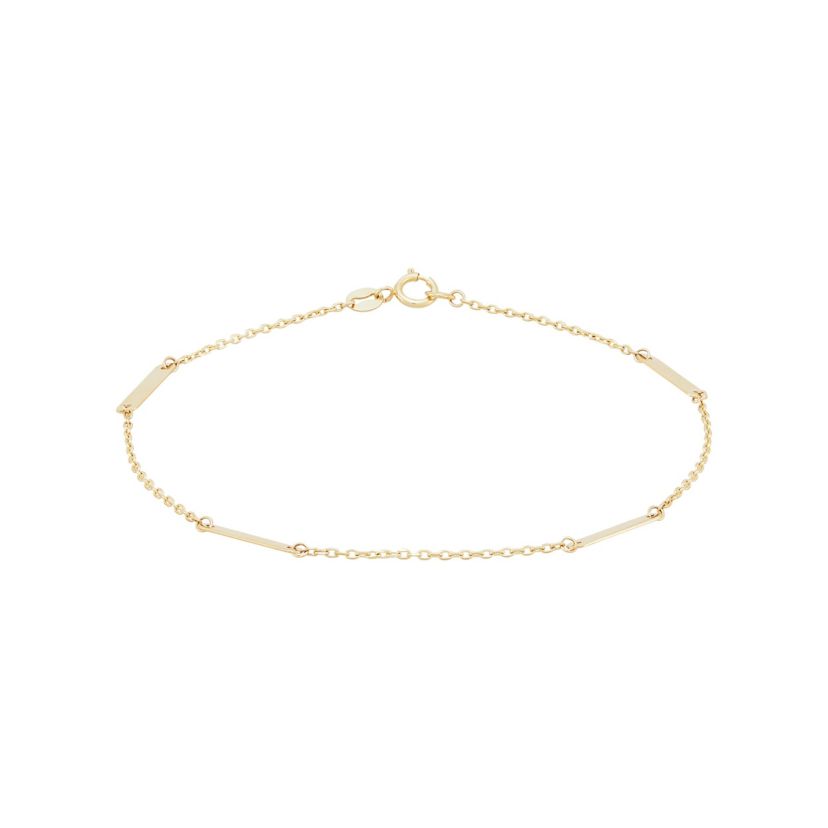 14K Yellow Gold Flat Oval Station Bracelet