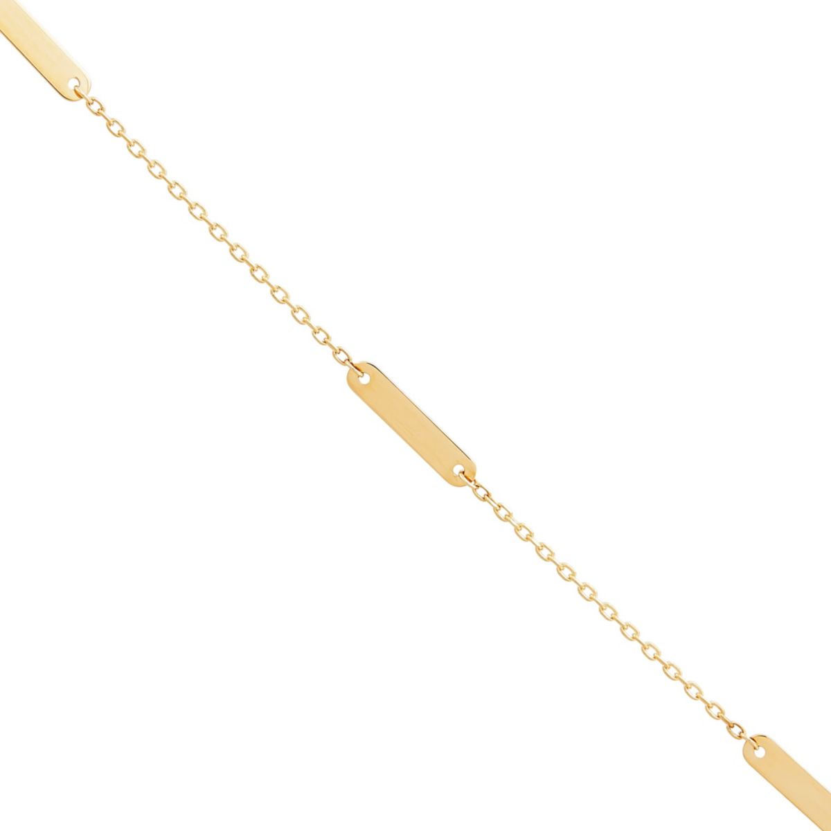 14K Yellow Gold Flat Oval Station Bracelet