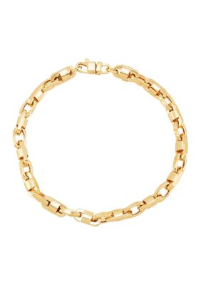 Belk & Co Hollow Alternate Marina and Oval Link Bracelet in 14K Yellow Gold, 8.75 in