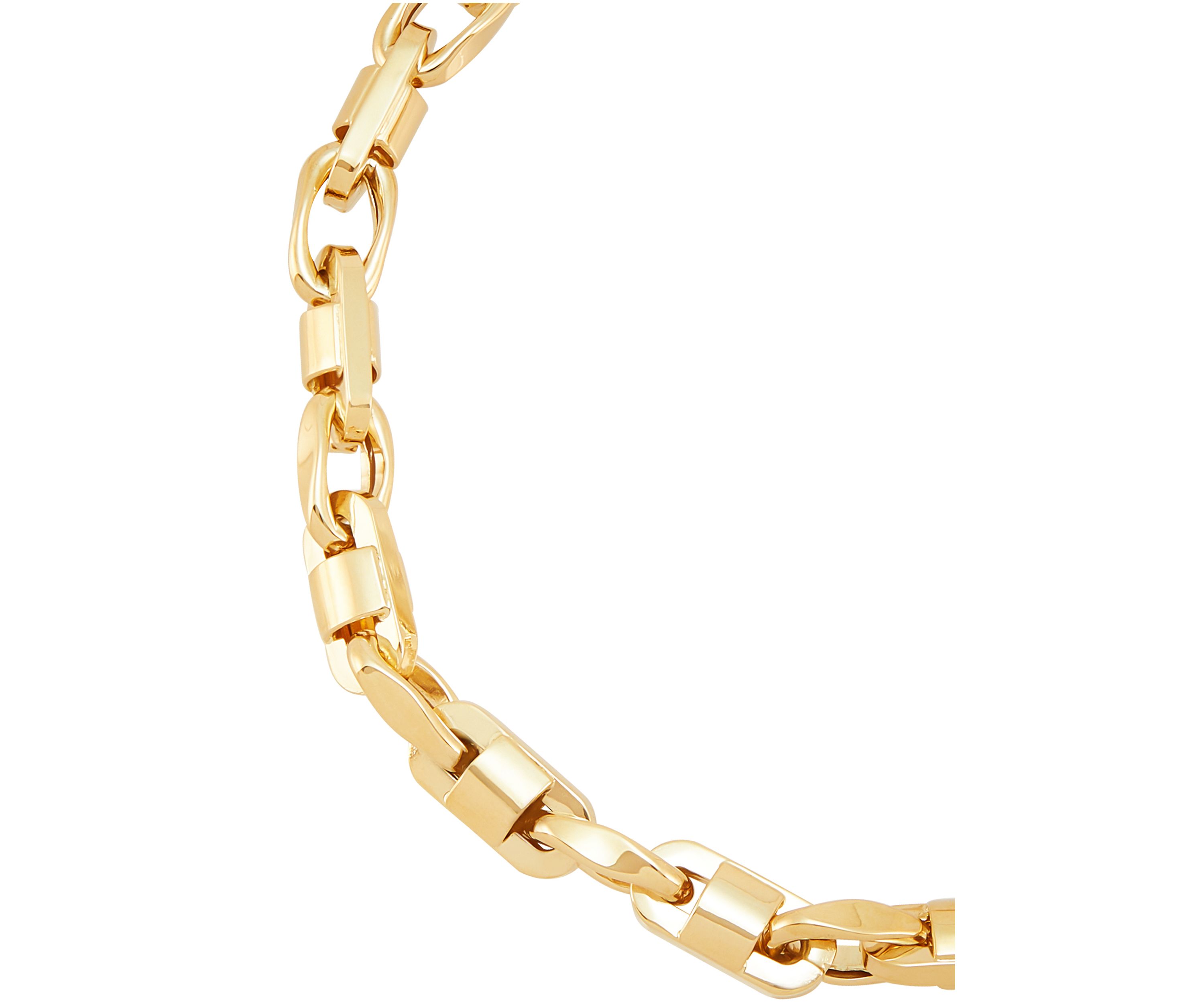 Hollow Alternate Marina and Oval Link Bracelet in 14K Yellow Gold