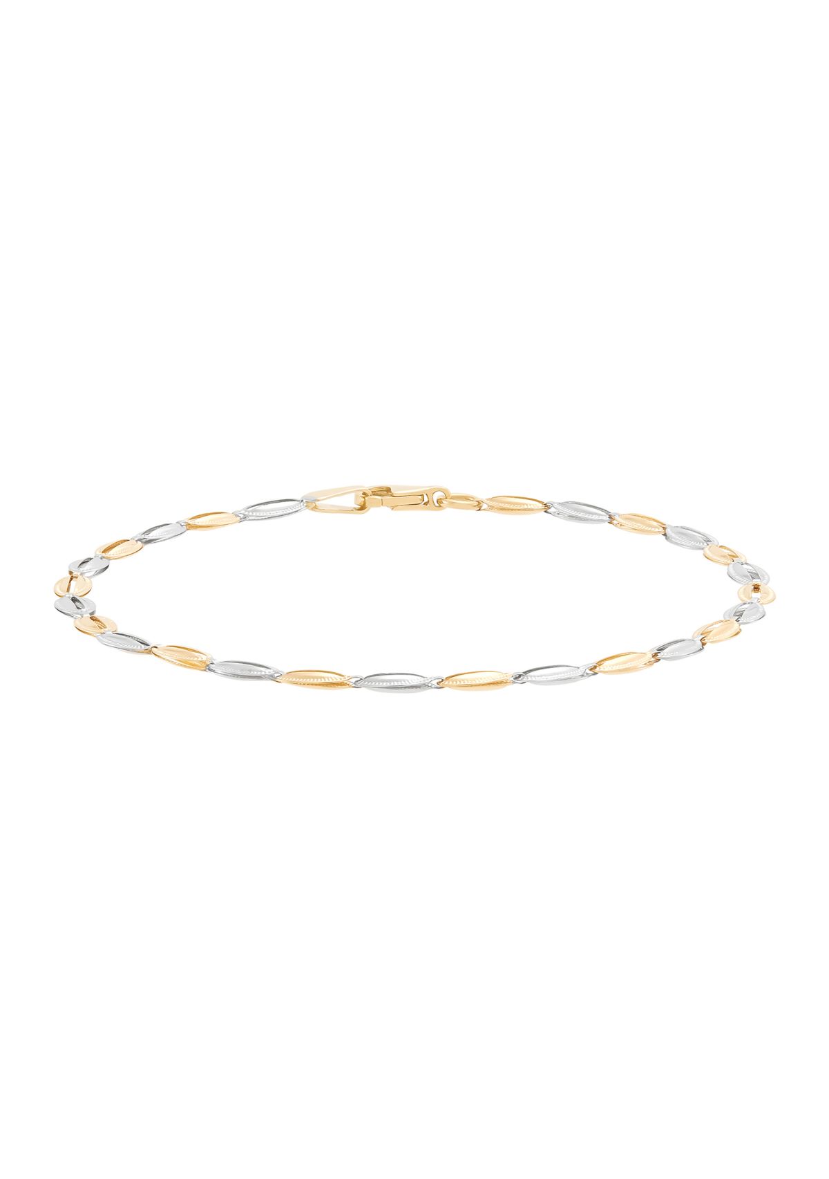 Open Oval Links Bracelet in 14K Yellow and White Gold