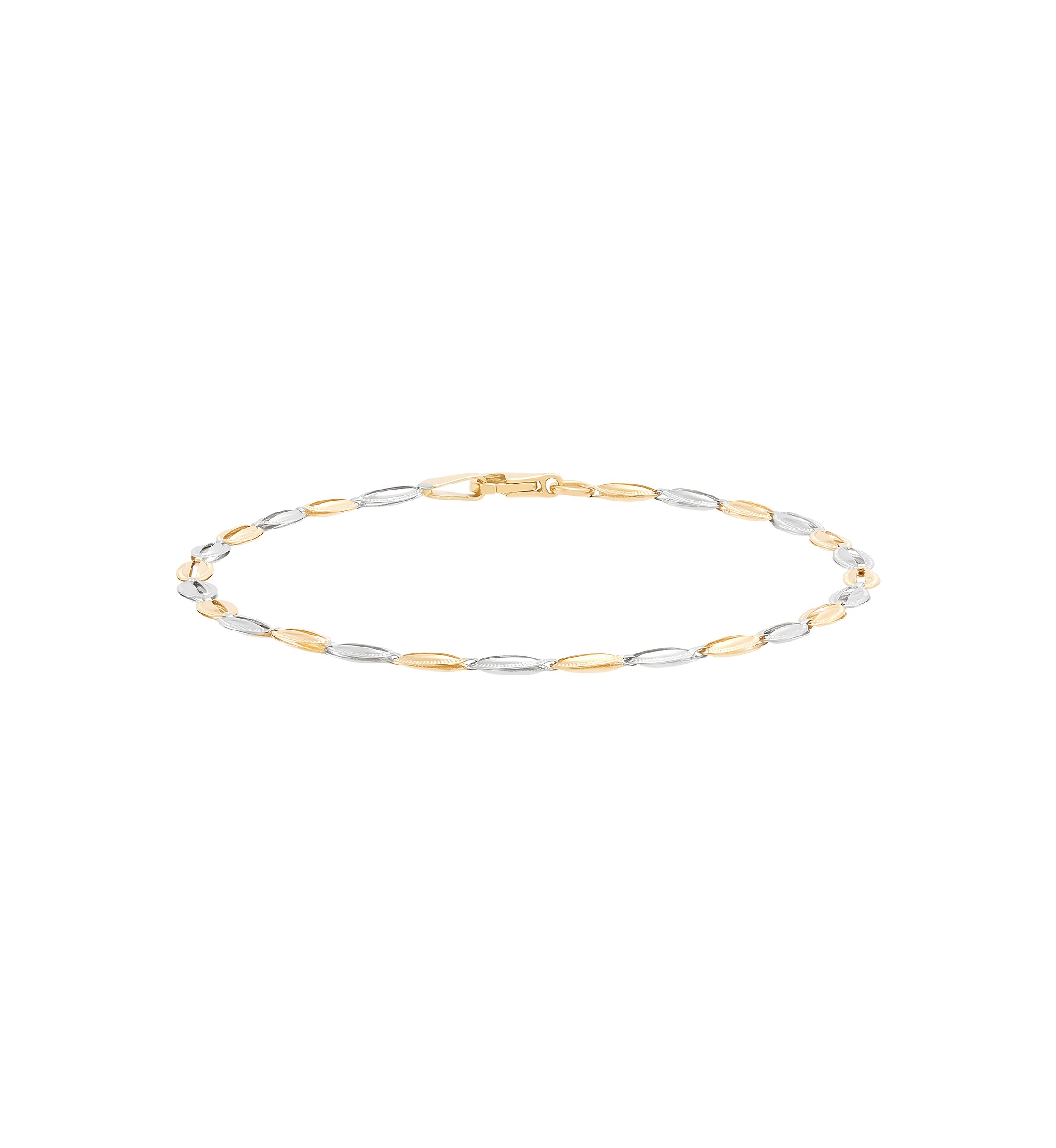 Open Oval Links Bracelet in 14K Yellow and White Gold