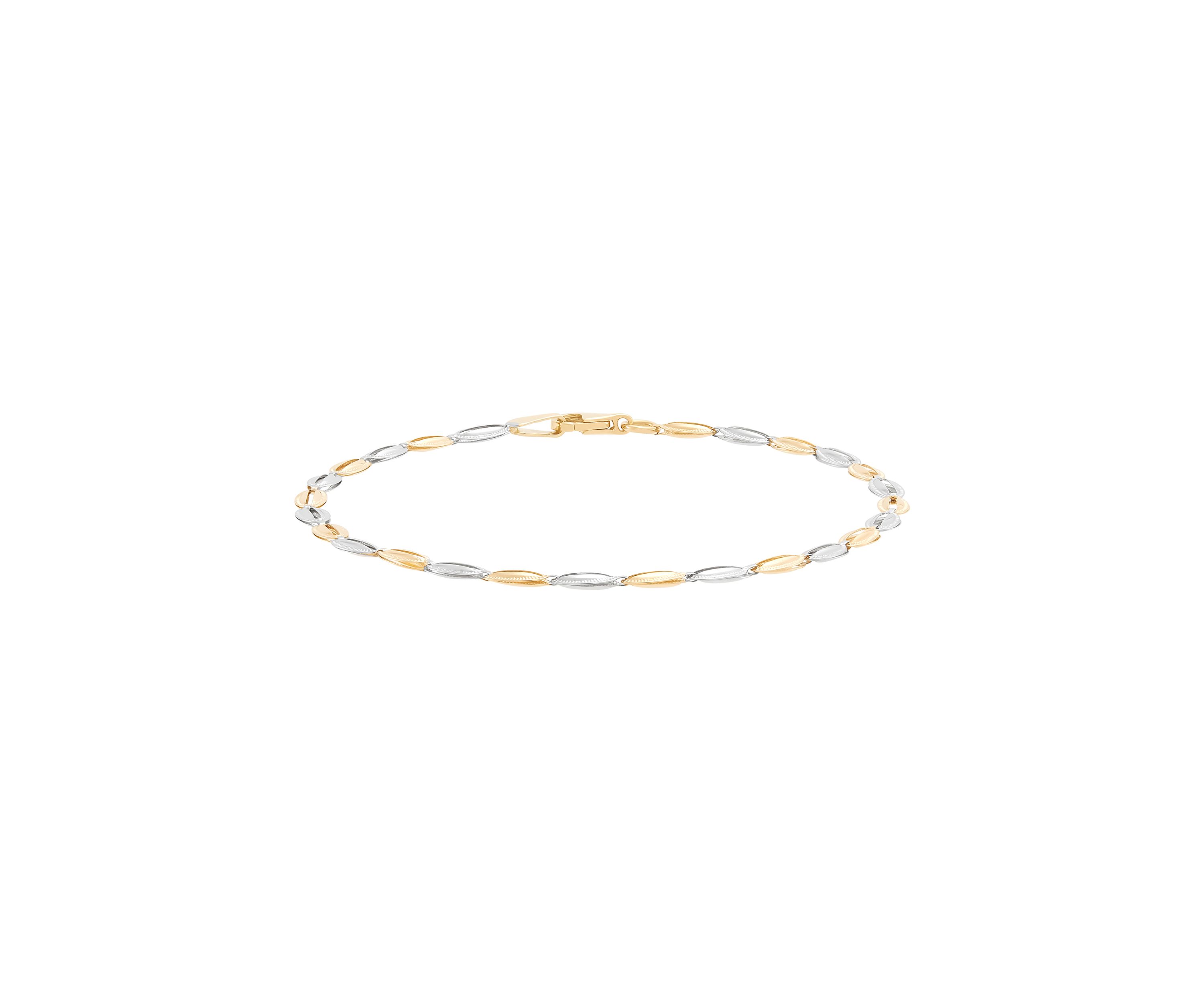 Open Oval Links Bracelet in 14K Yellow and White Gold