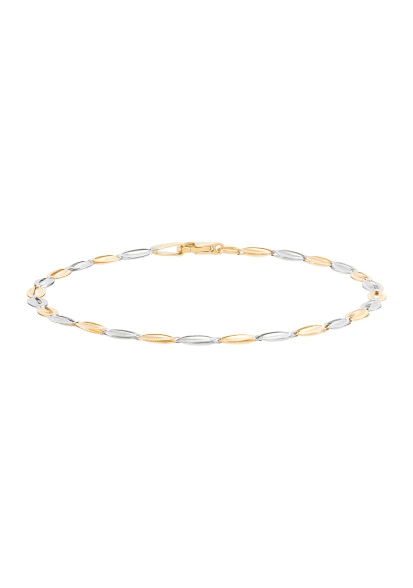 Open Oval Links Bracelet in 14K Yellow and White Gold