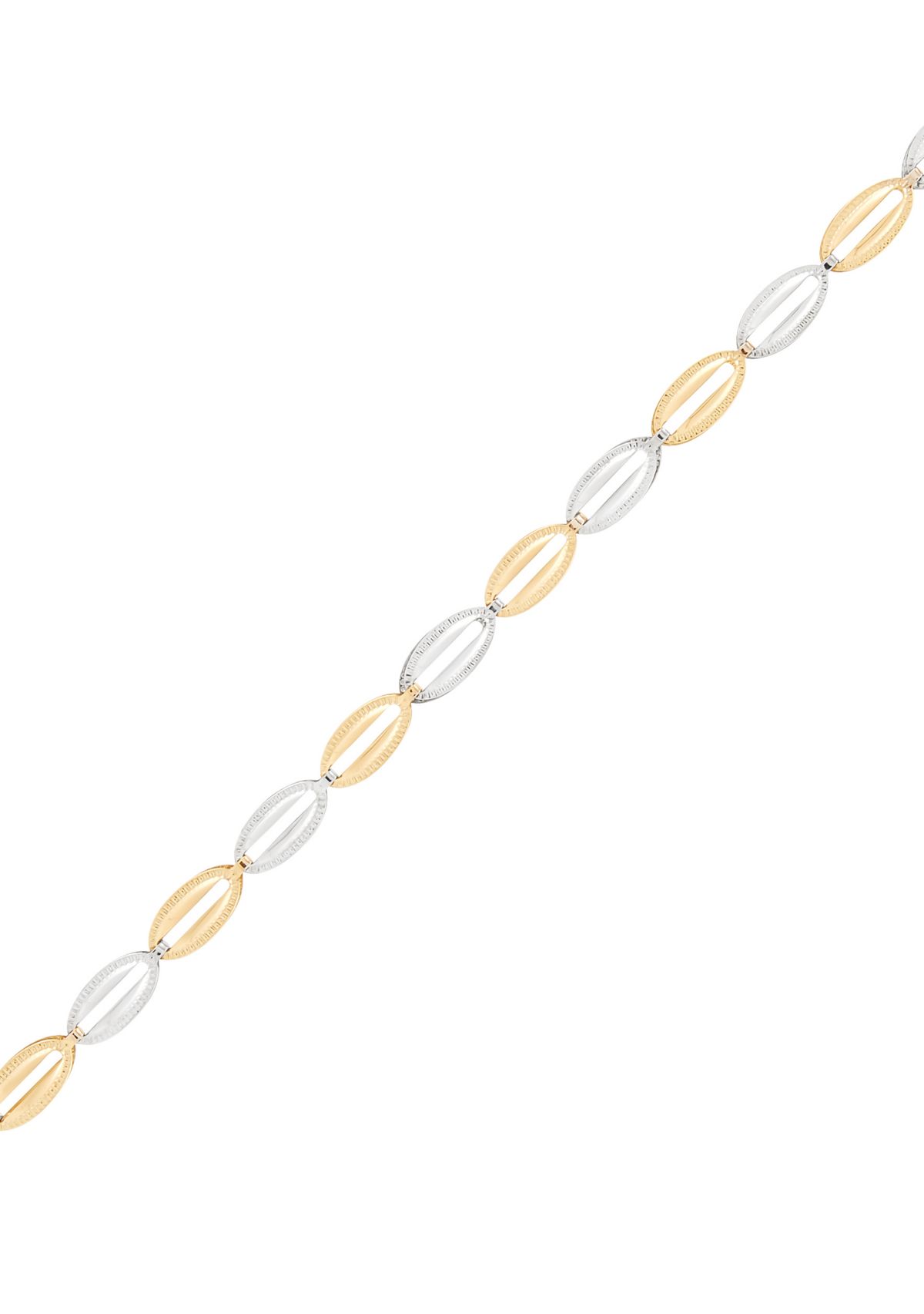 Open Oval Links Bracelet in 14K Yellow and White Gold