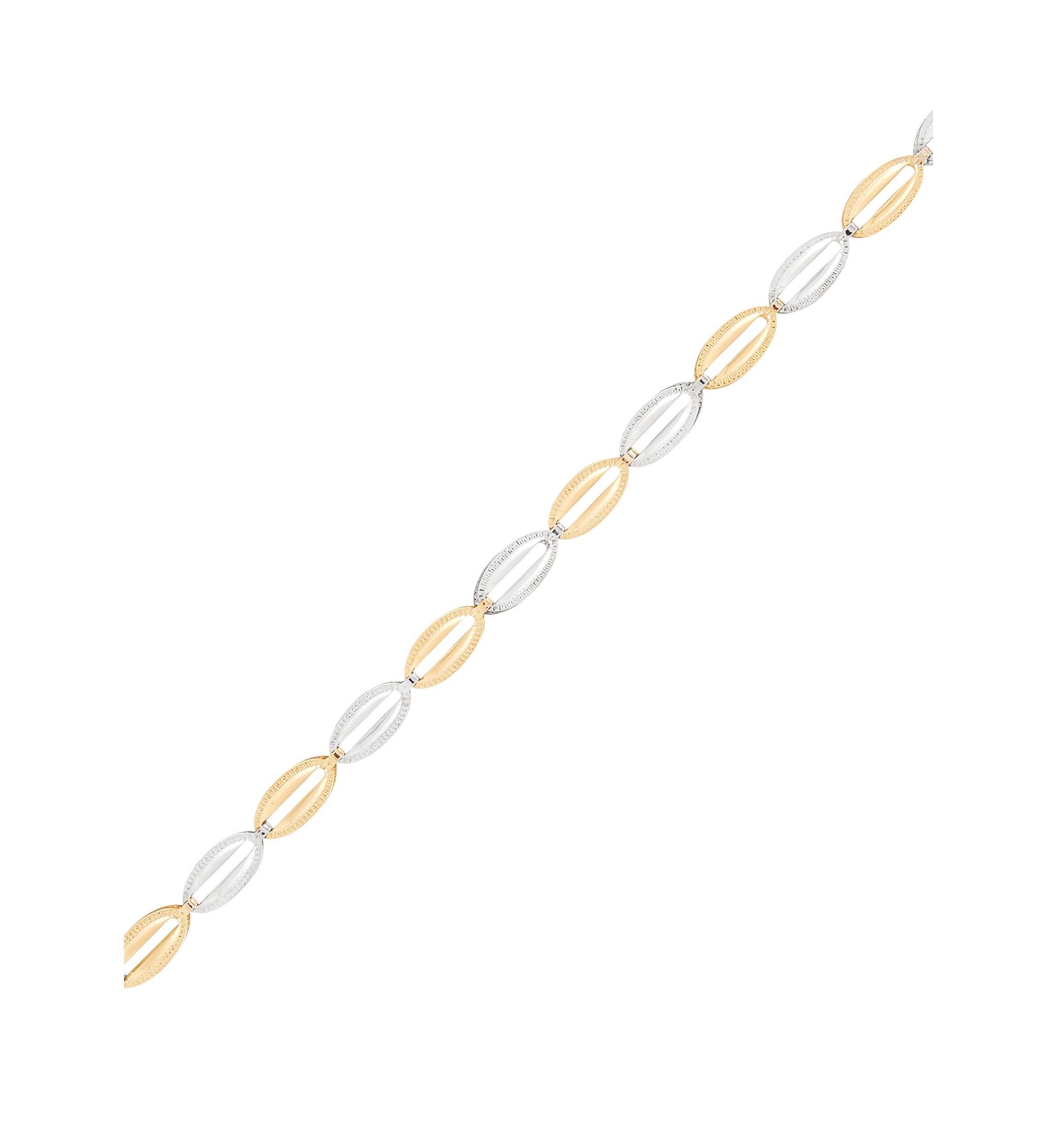 Open Oval Links Bracelet in 14K Yellow and White Gold