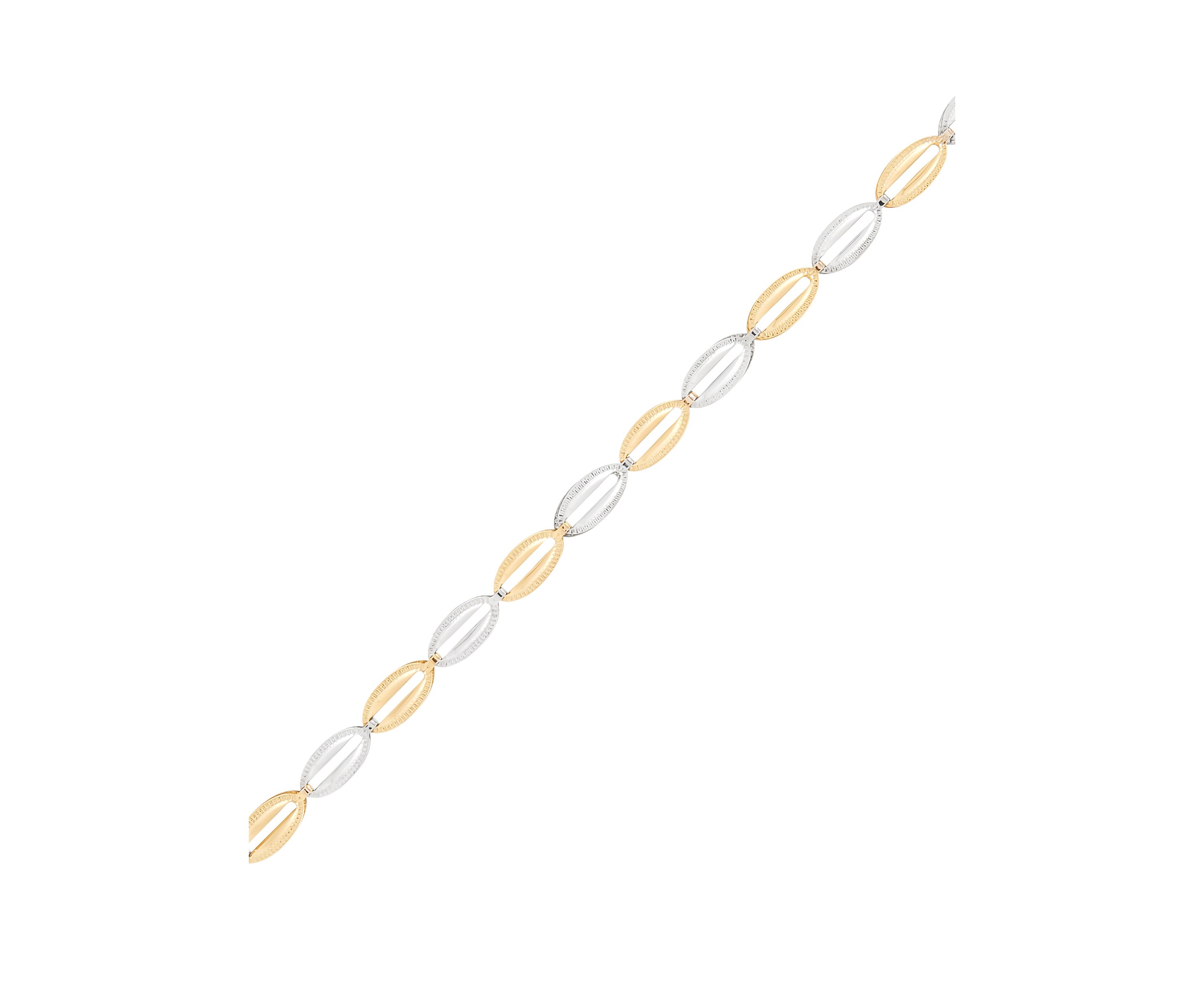 Open Oval Links Bracelet in 14K Yellow and White Gold