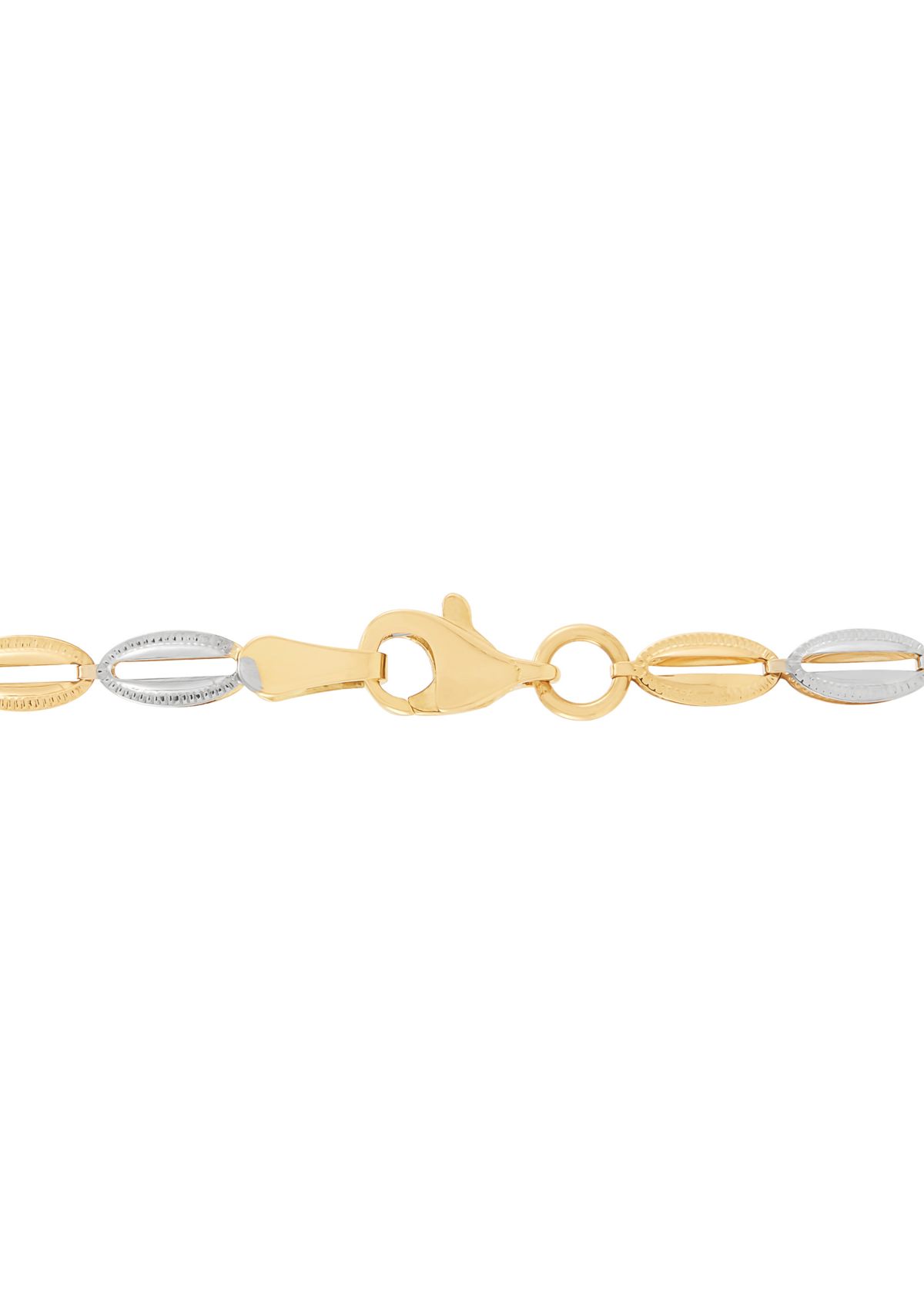 Open Oval Links Bracelet in 14K Yellow and White Gold