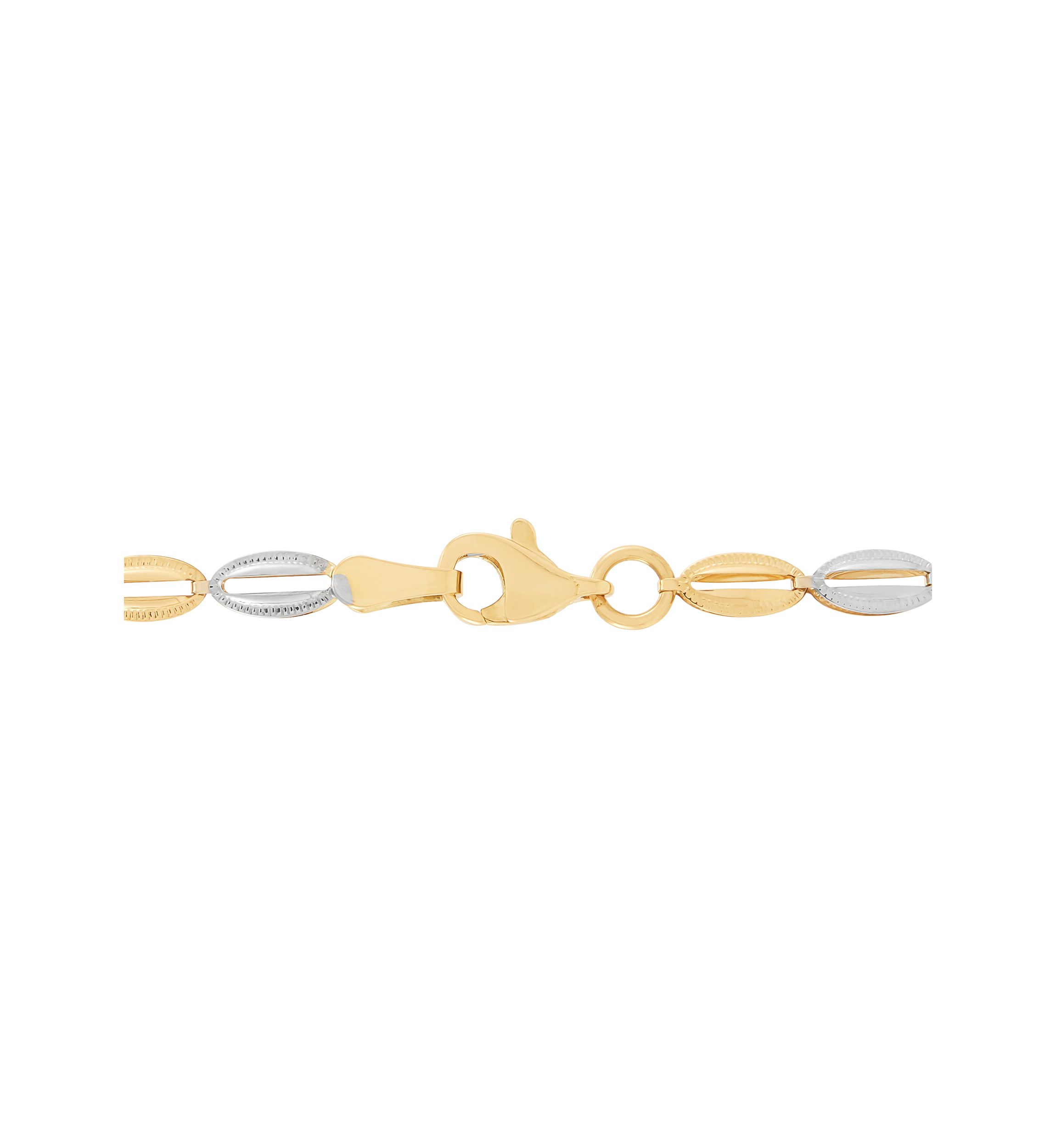 Open Oval Links Bracelet in 14K Yellow and White Gold