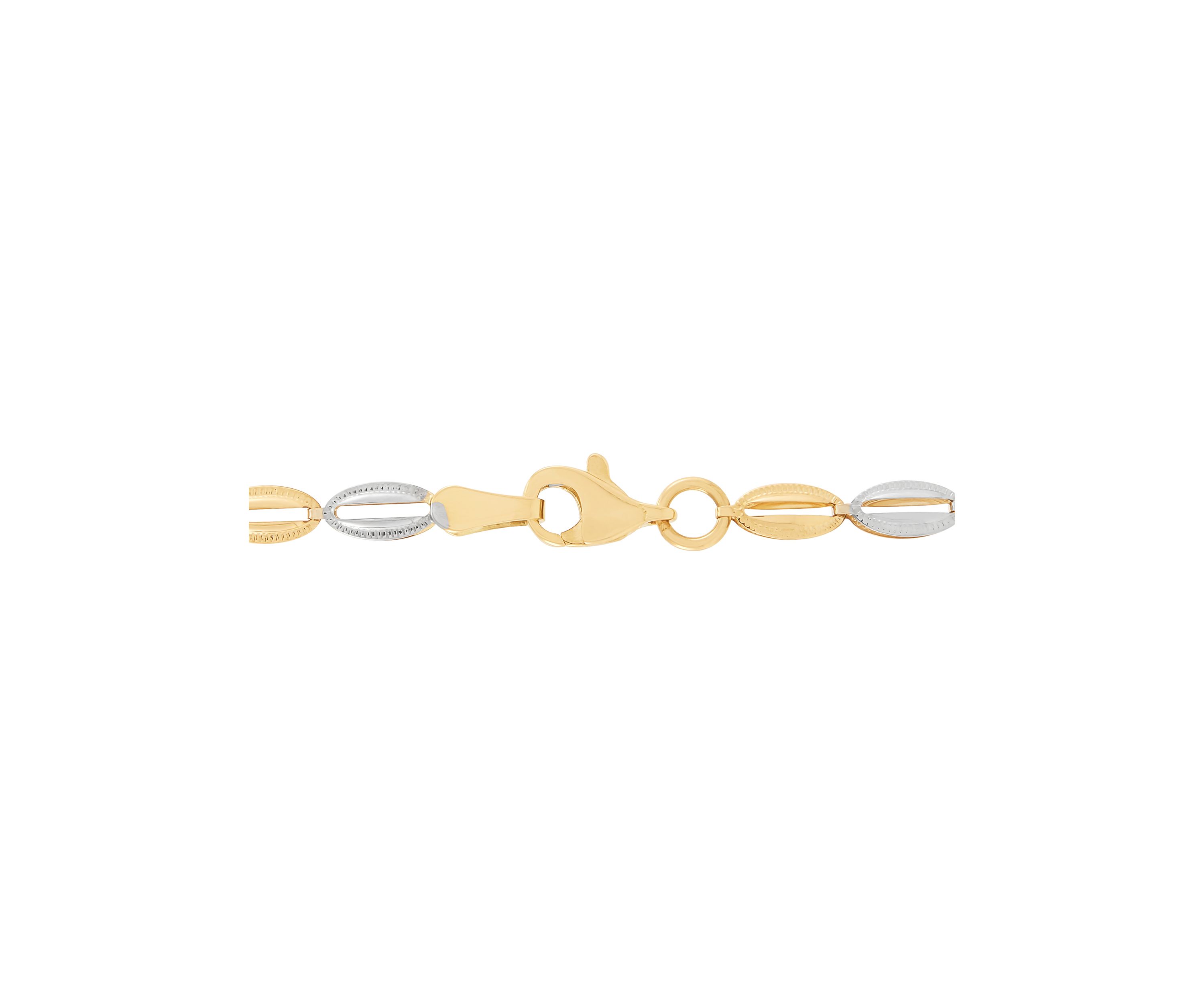 Open Oval Links Bracelet in 14K Yellow and White Gold