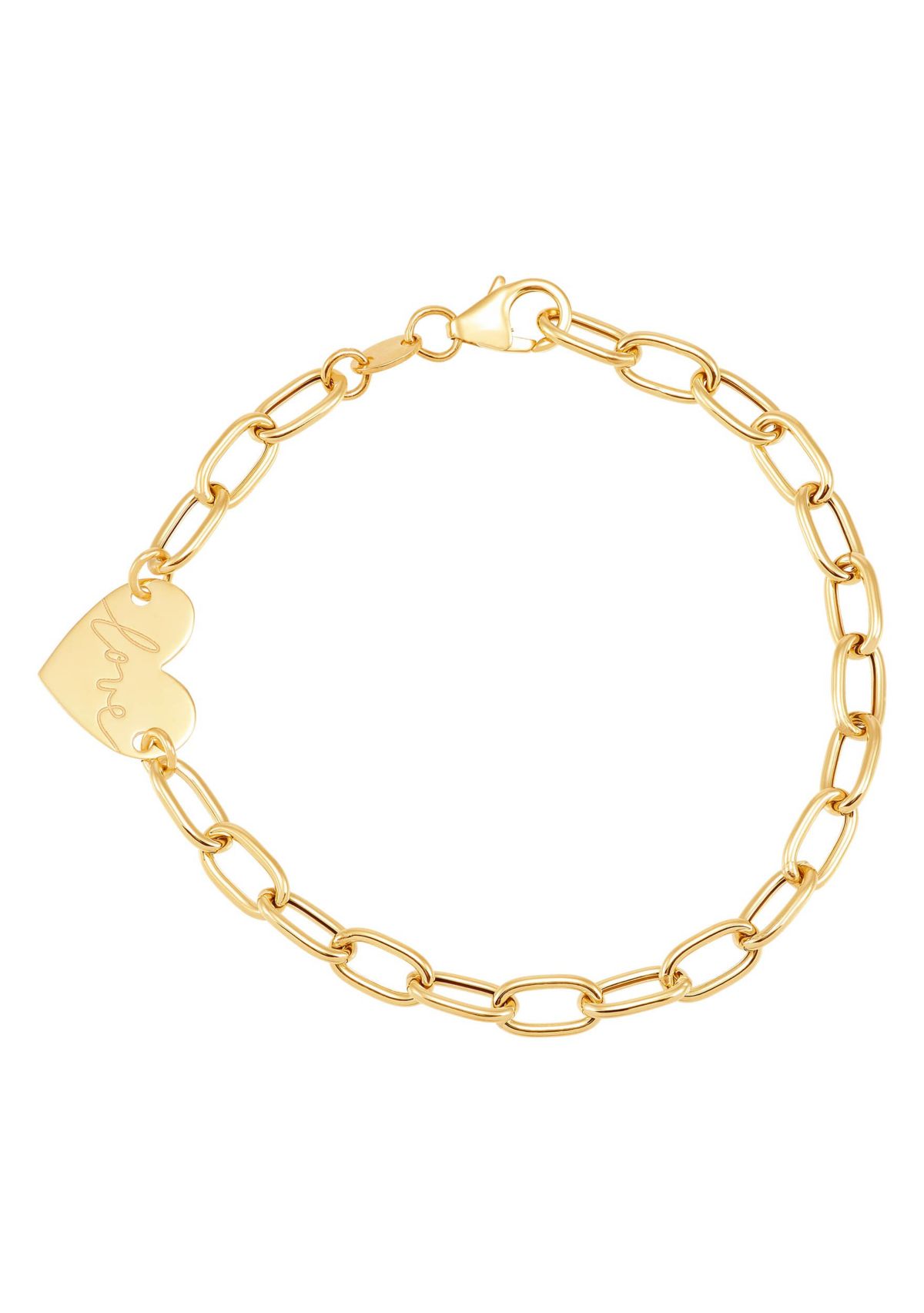 14K Yellow Gold Heart With Love Bracelet