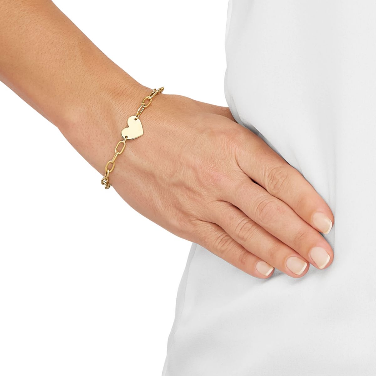 14K Yellow Gold Heart With Love Bracelet