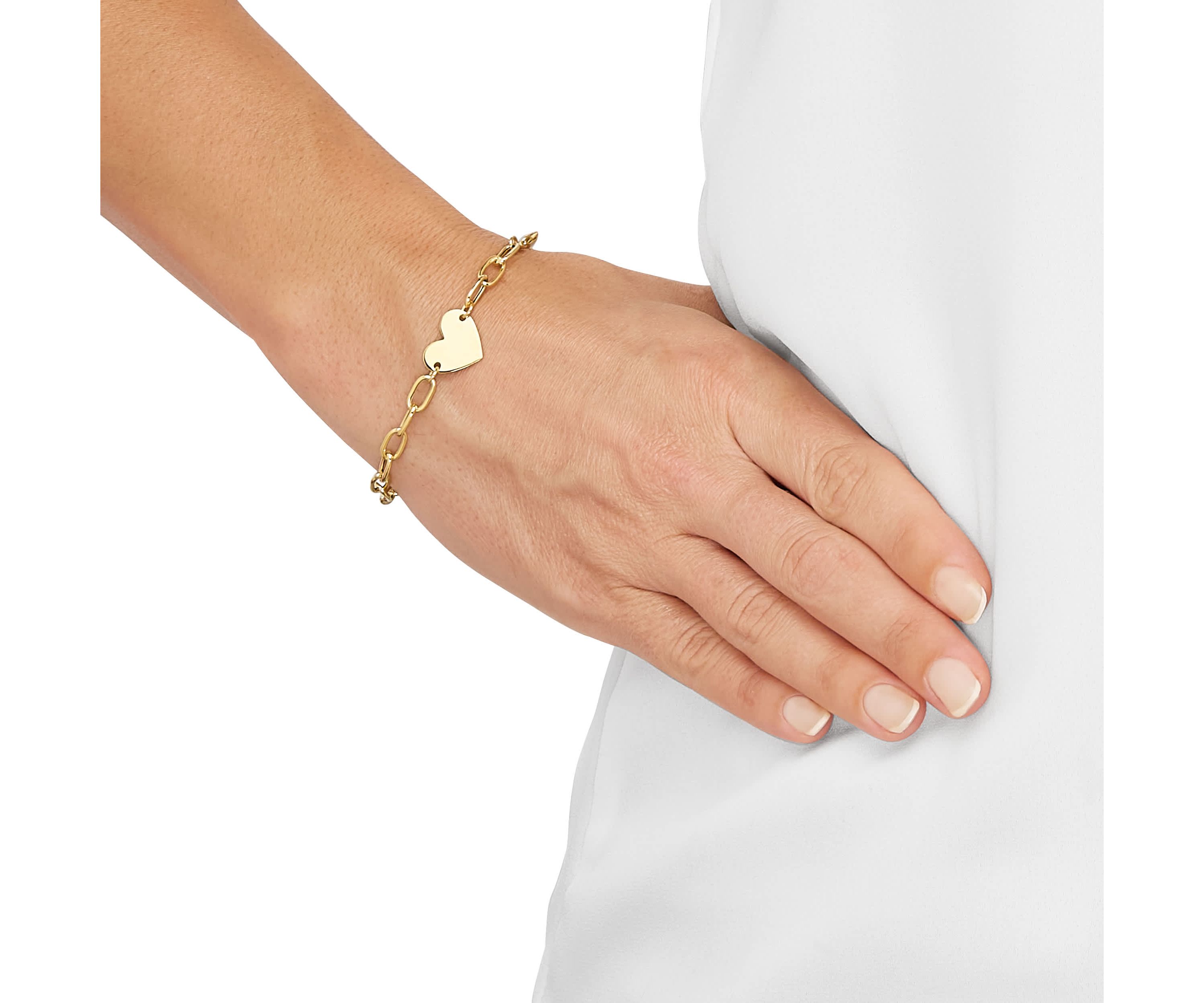 14K Yellow Gold Heart With Love Bracelet
