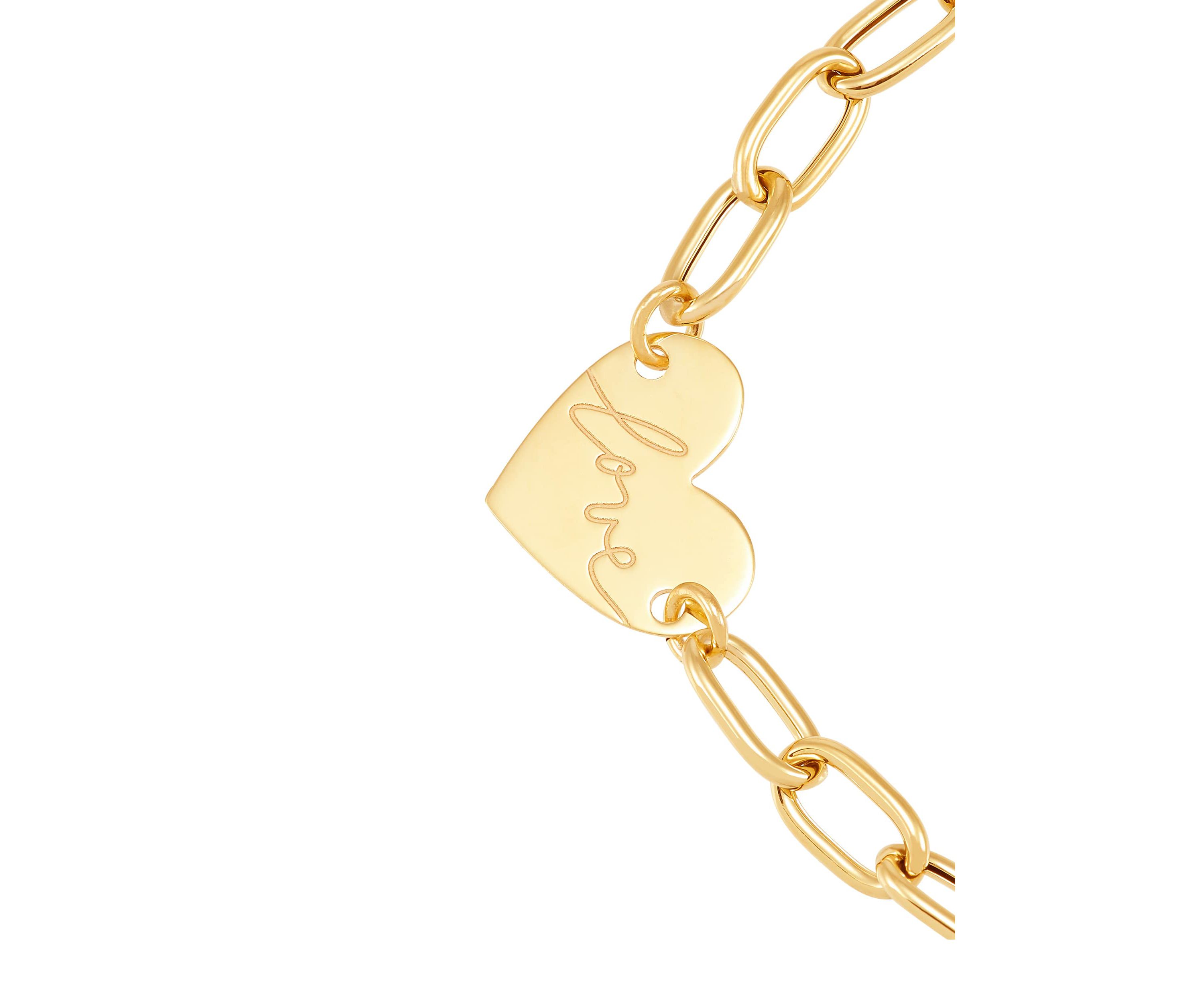 14K Yellow Gold Heart With Love Bracelet