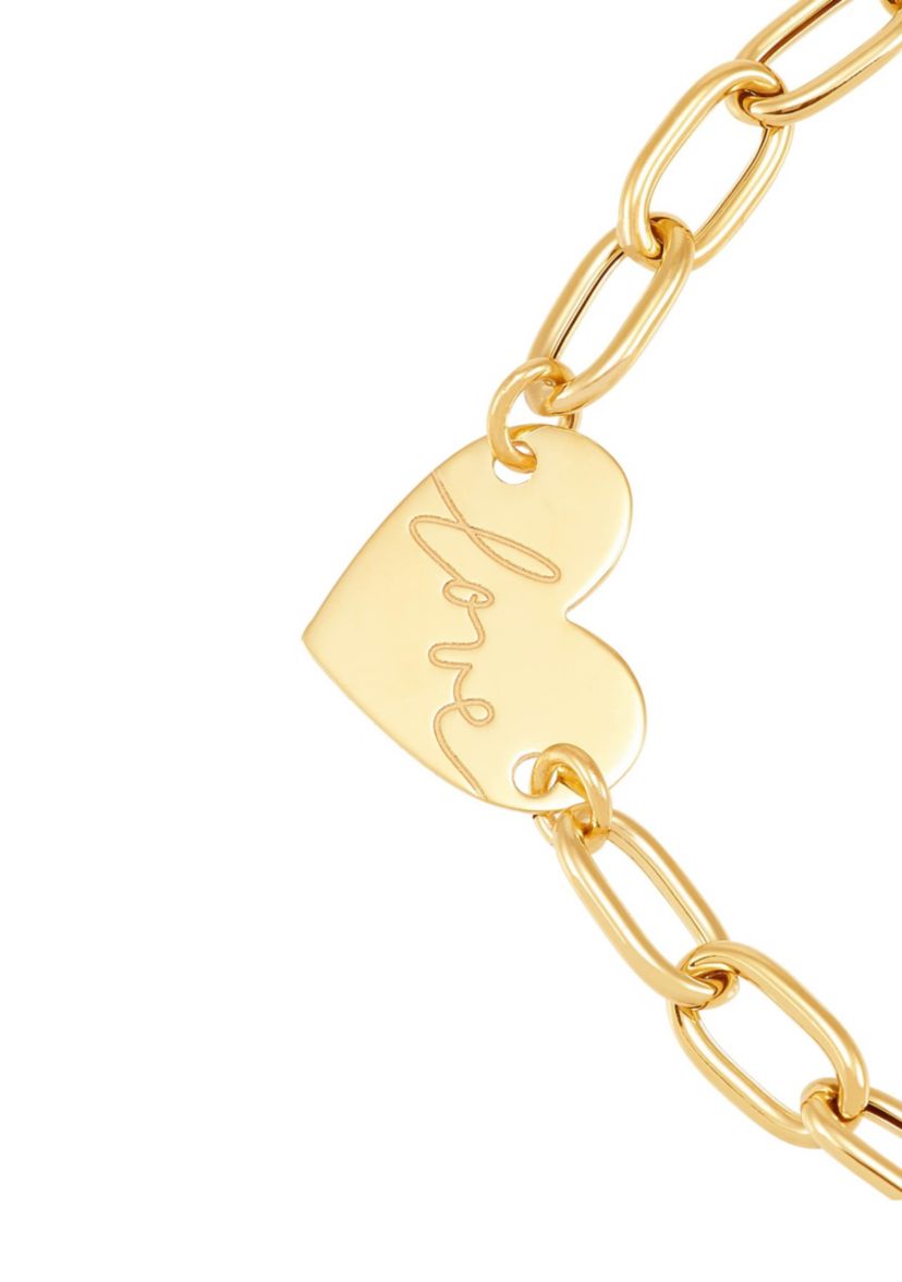 14K Yellow Gold Heart With Love Bracelet