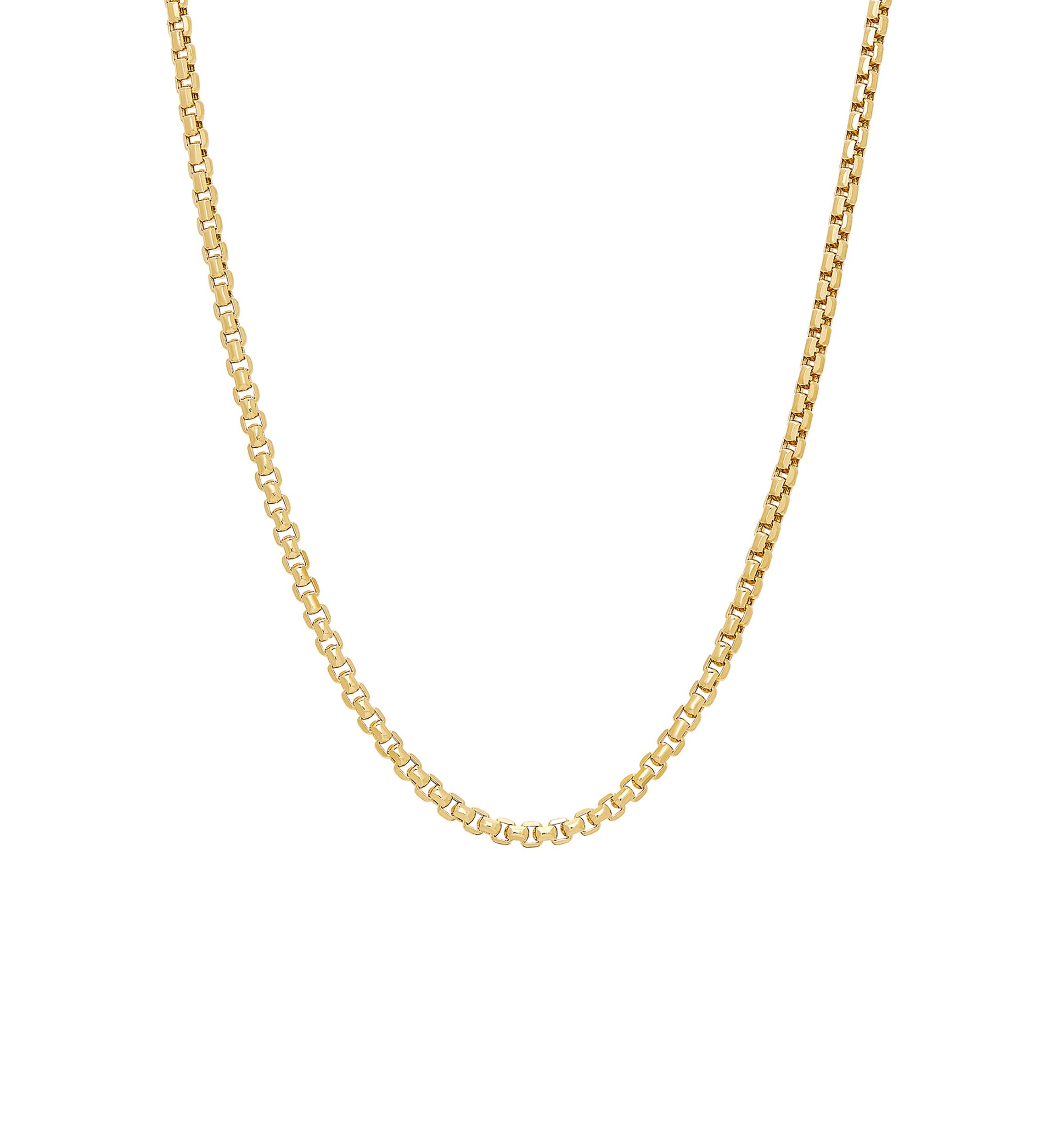 Heavy Hollow Round Box Chain in 14K Yellow Gold